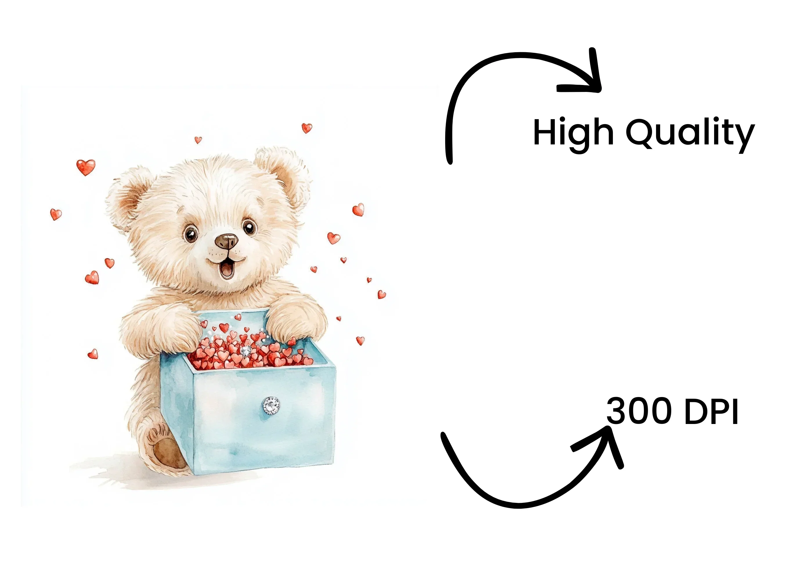 Cute Teddy Bear with Heart Box Clipart Bundle - Image 4