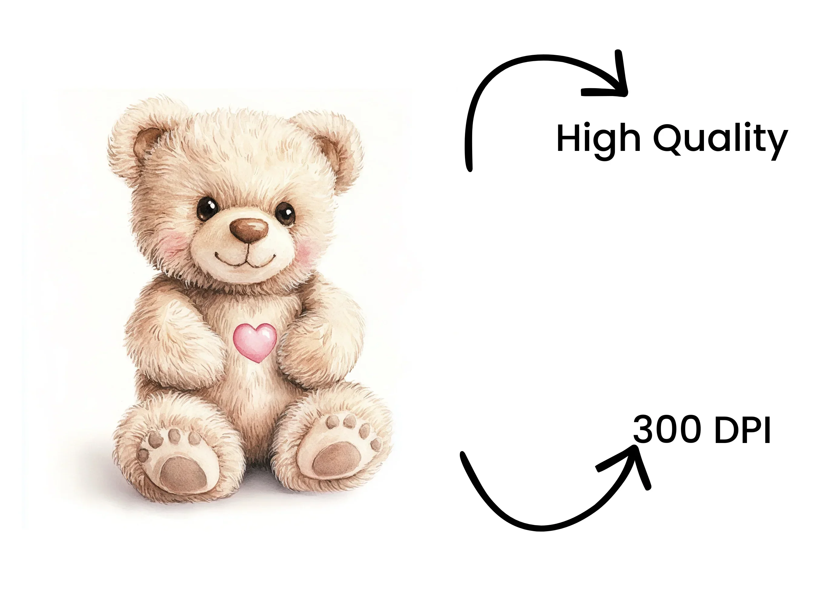Cute Teddy Bear with Pink Heart Clipart Bundle - Image 4