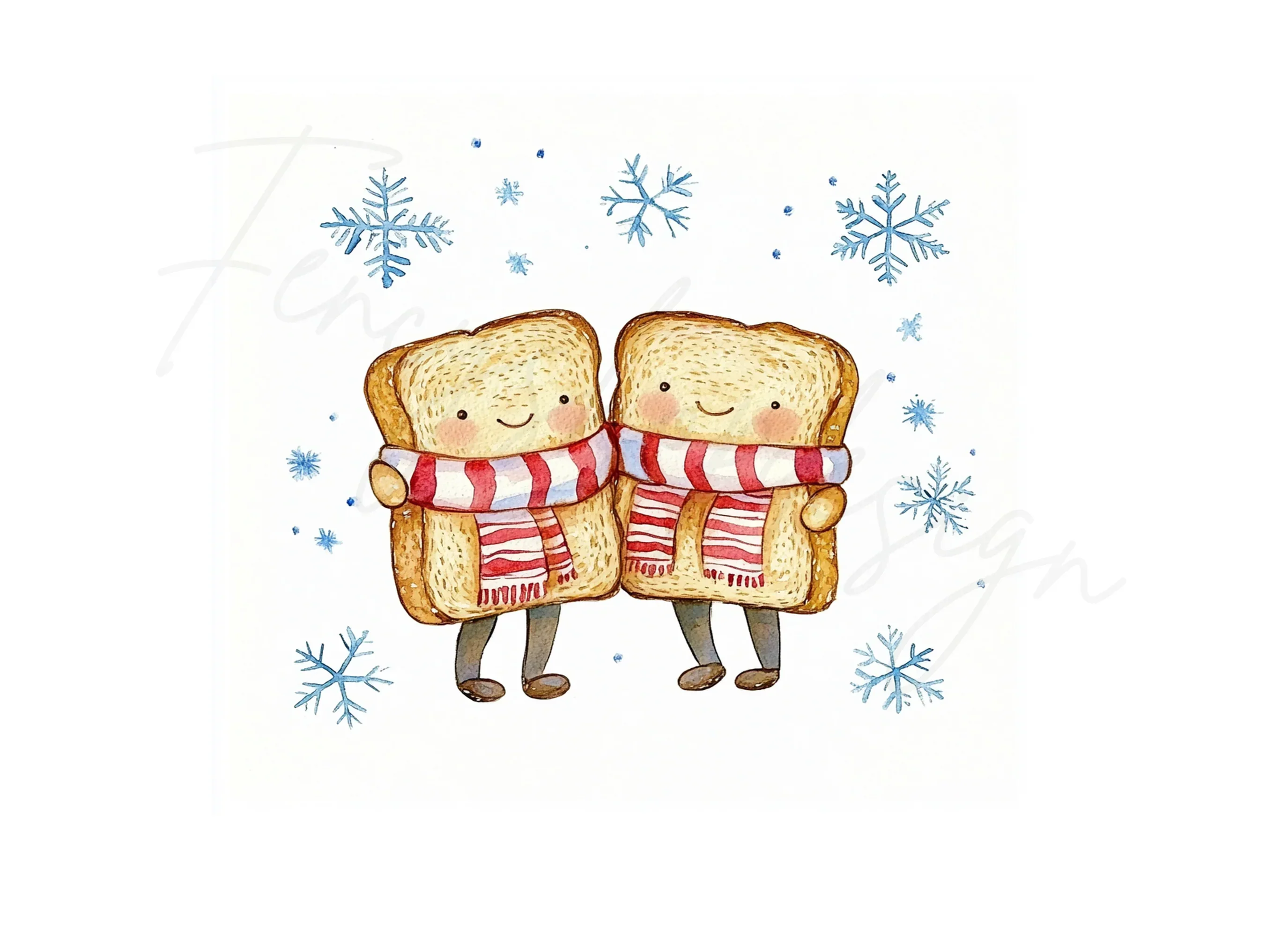 Cute Toast Friends Winter Clipart Bundle - Image 2