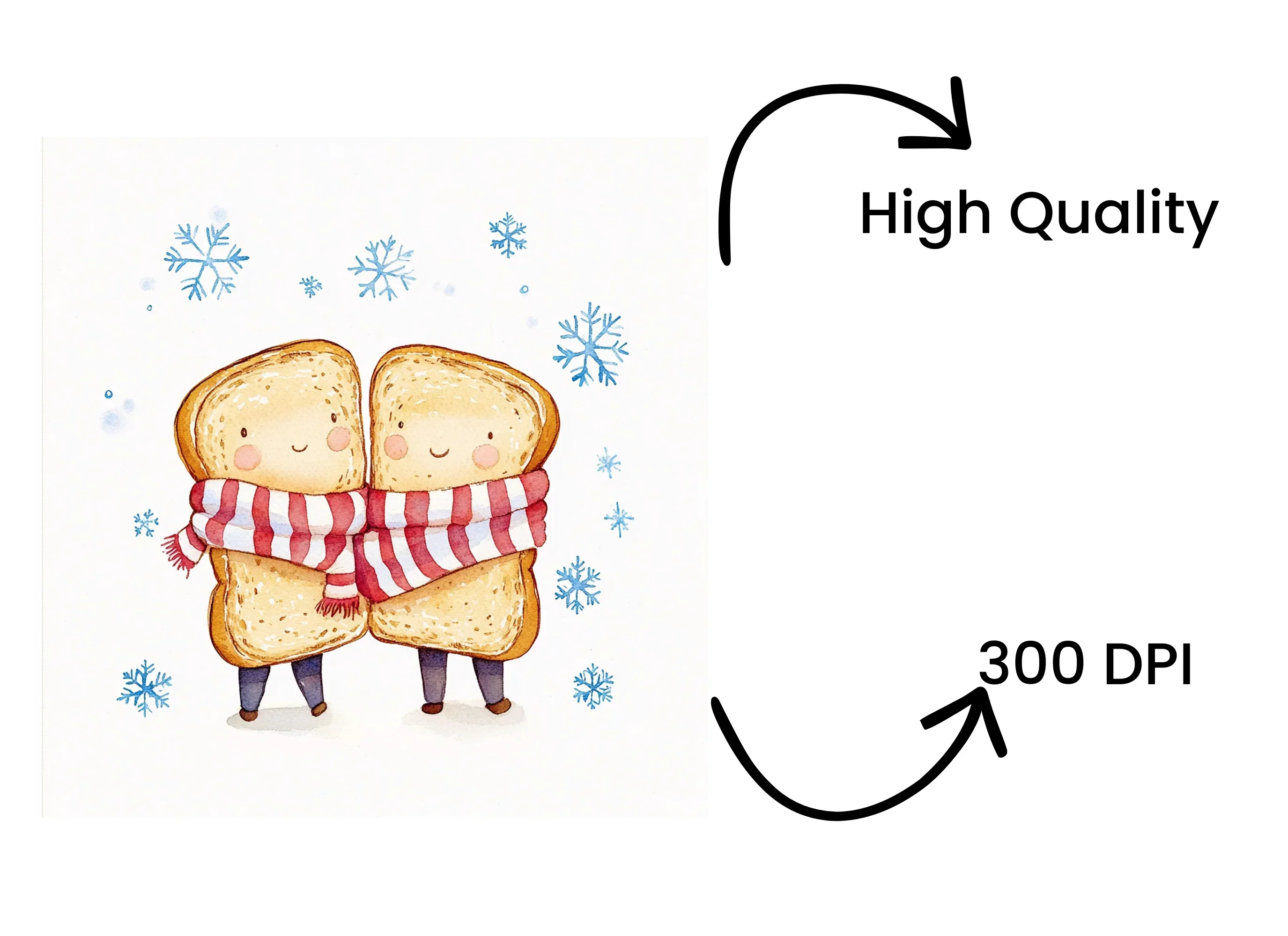 Cute Toast Friends Winter Clipart Bundle - Image 4
