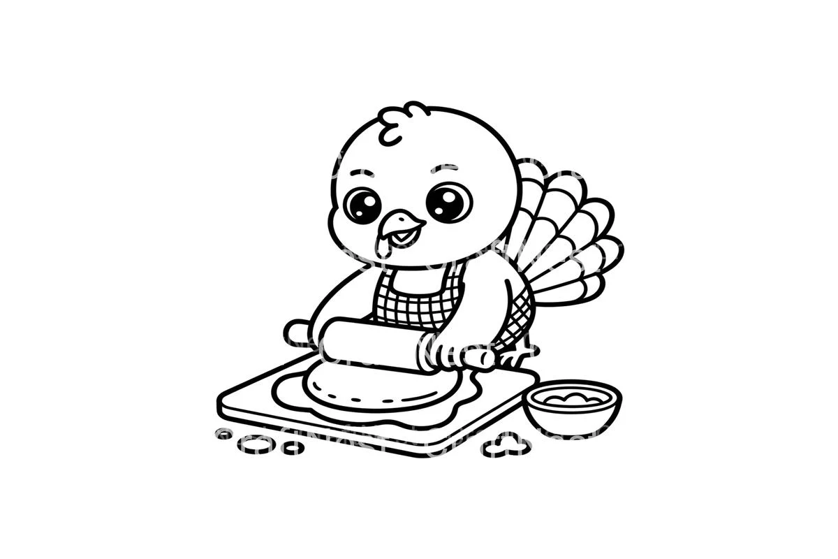 Cute Turkey Baking Coloring Books - Image 3