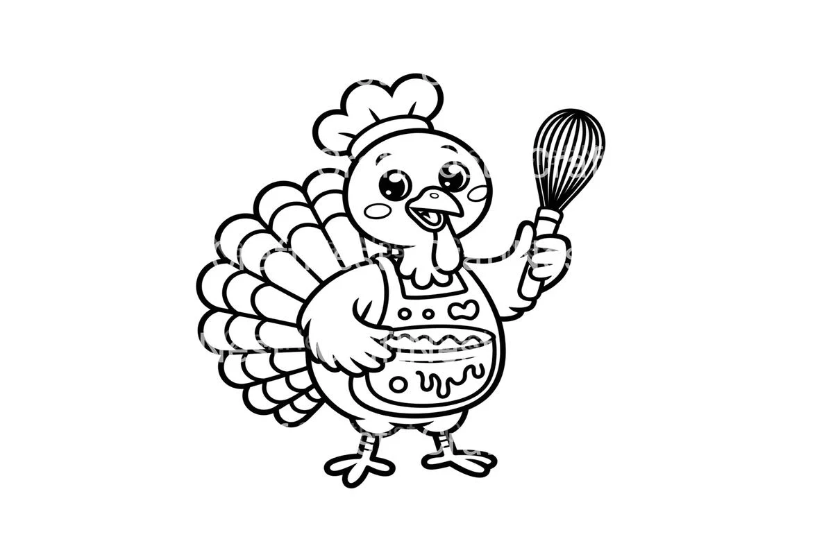 Cute Turkey Chefs Coloring Books - Image 2