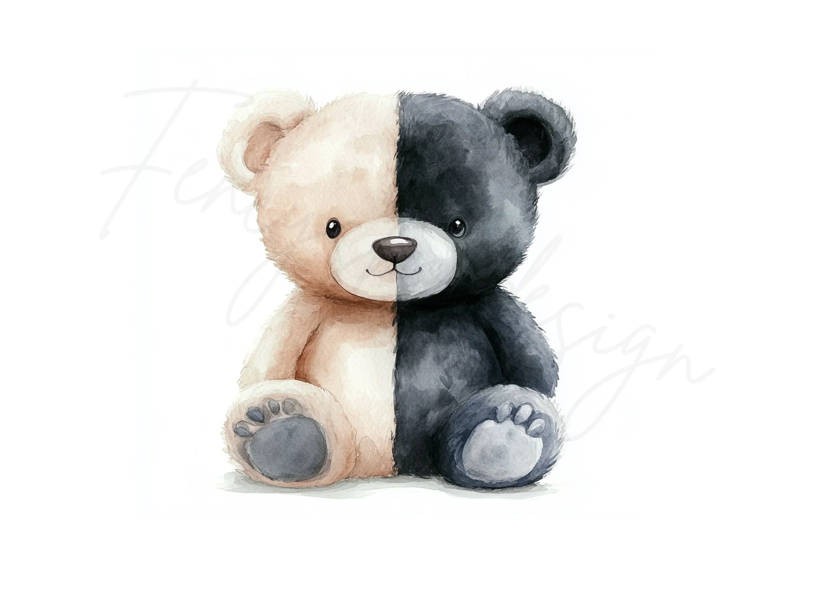 Cute Two Tone Teddy Bear Clipart Bundle - Image 3