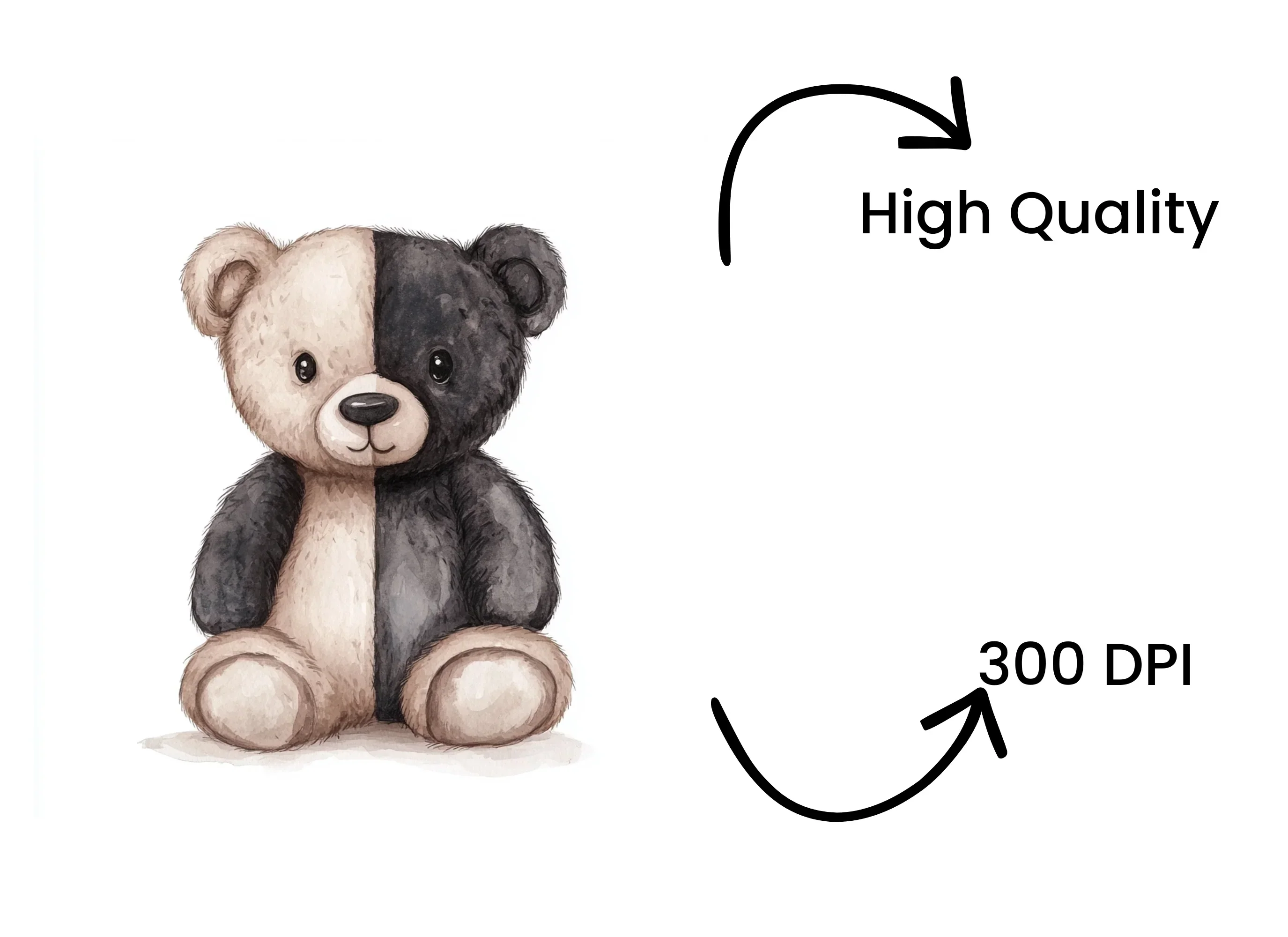 Cute Two Tone Teddy Bear Clipart Bundle - Image 4