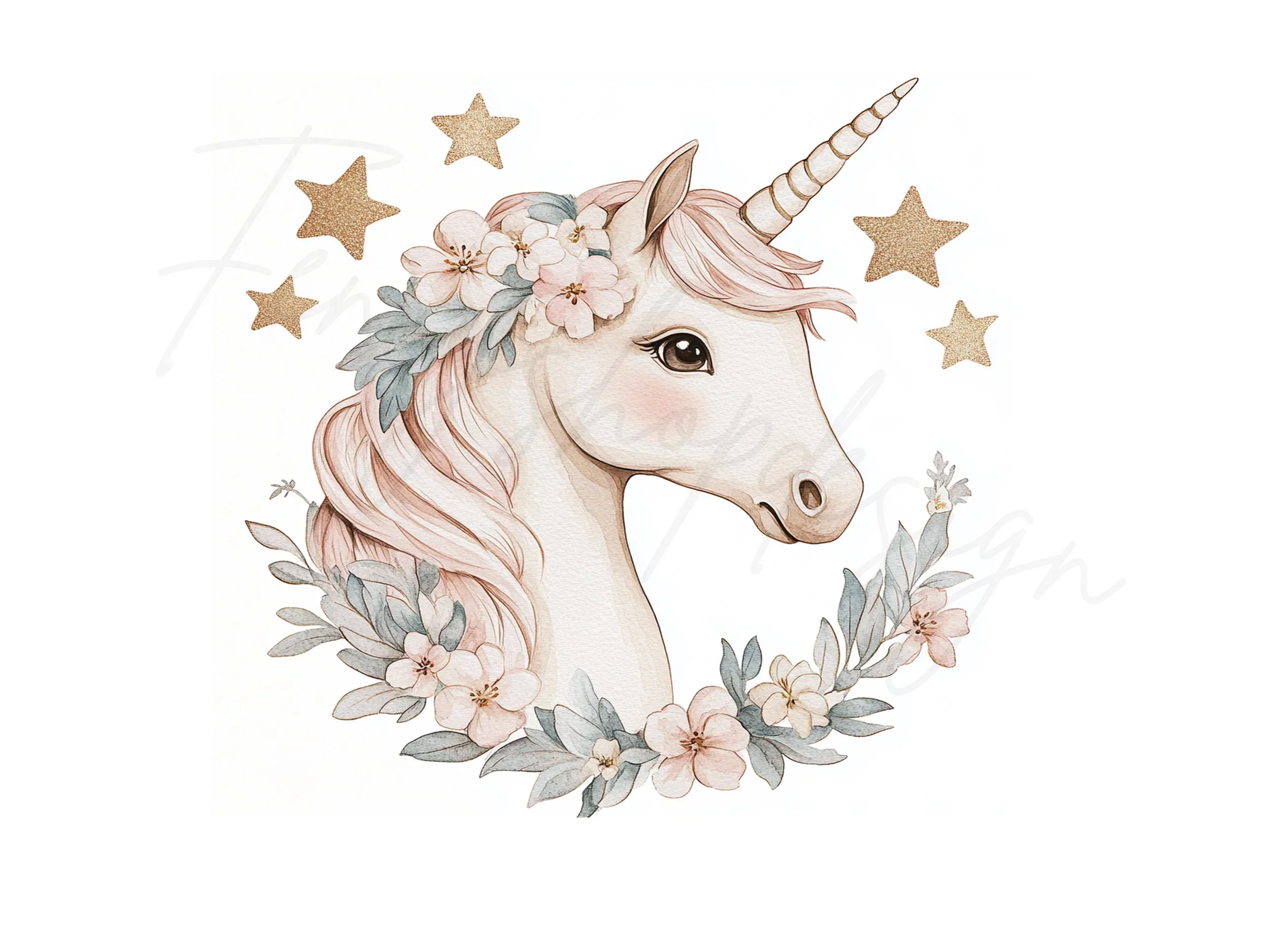 Cute Unicorn Heads with Flowers Clipart Bundle - Image 2