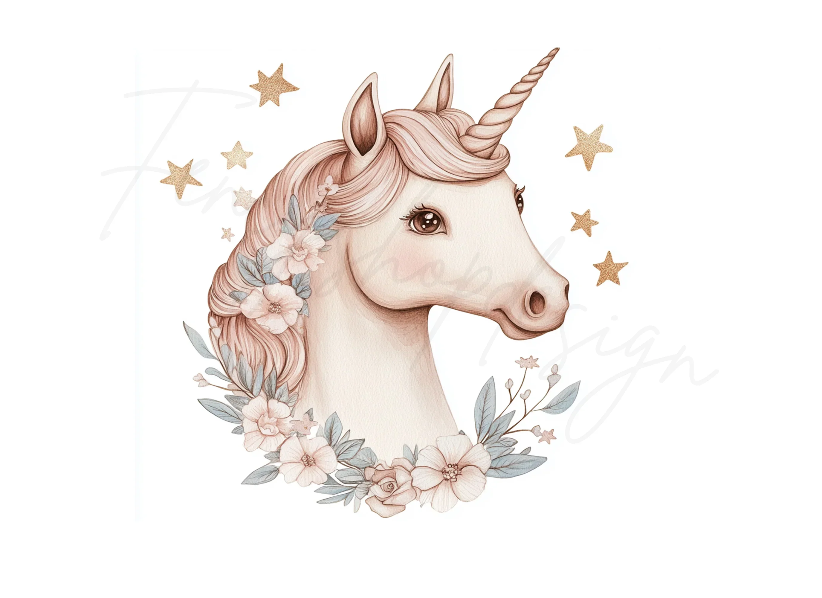 Cute Unicorn Heads with Flowers Clipart Bundle - Image 3