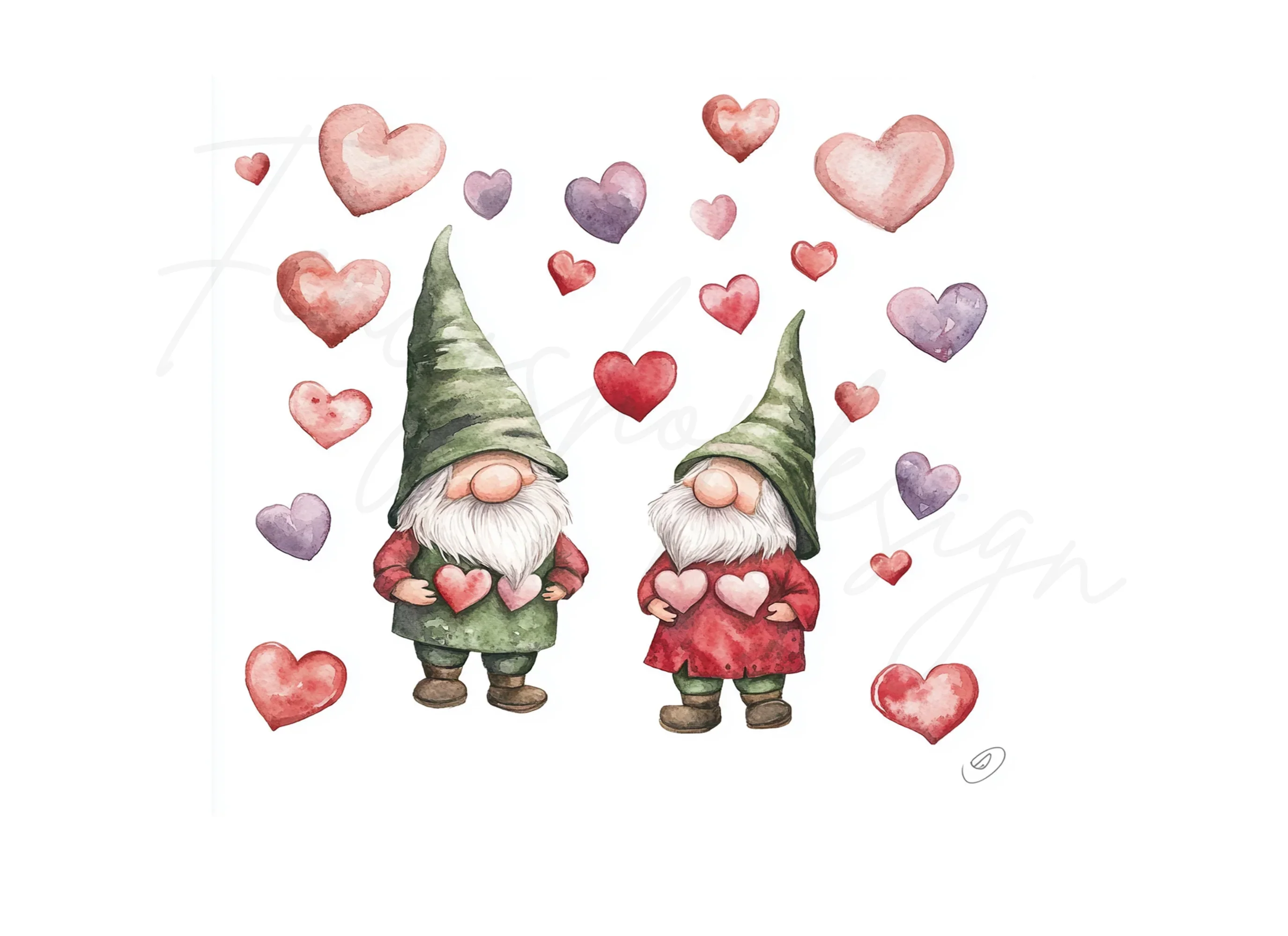 Cute Valentine Gnomes Clipart Bundle - Image 2