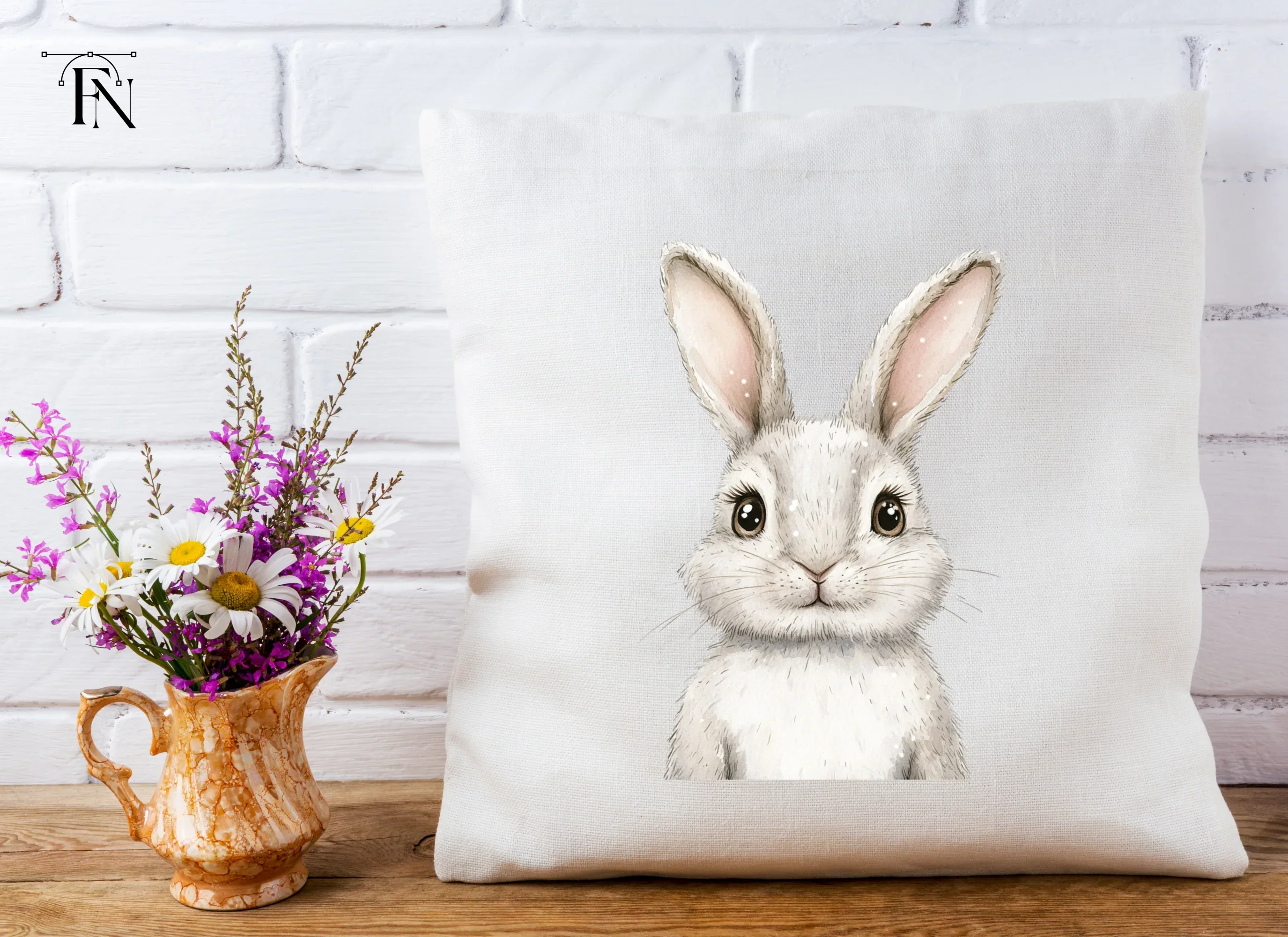 Cute White Bunny Clipart Bundle - Image 5