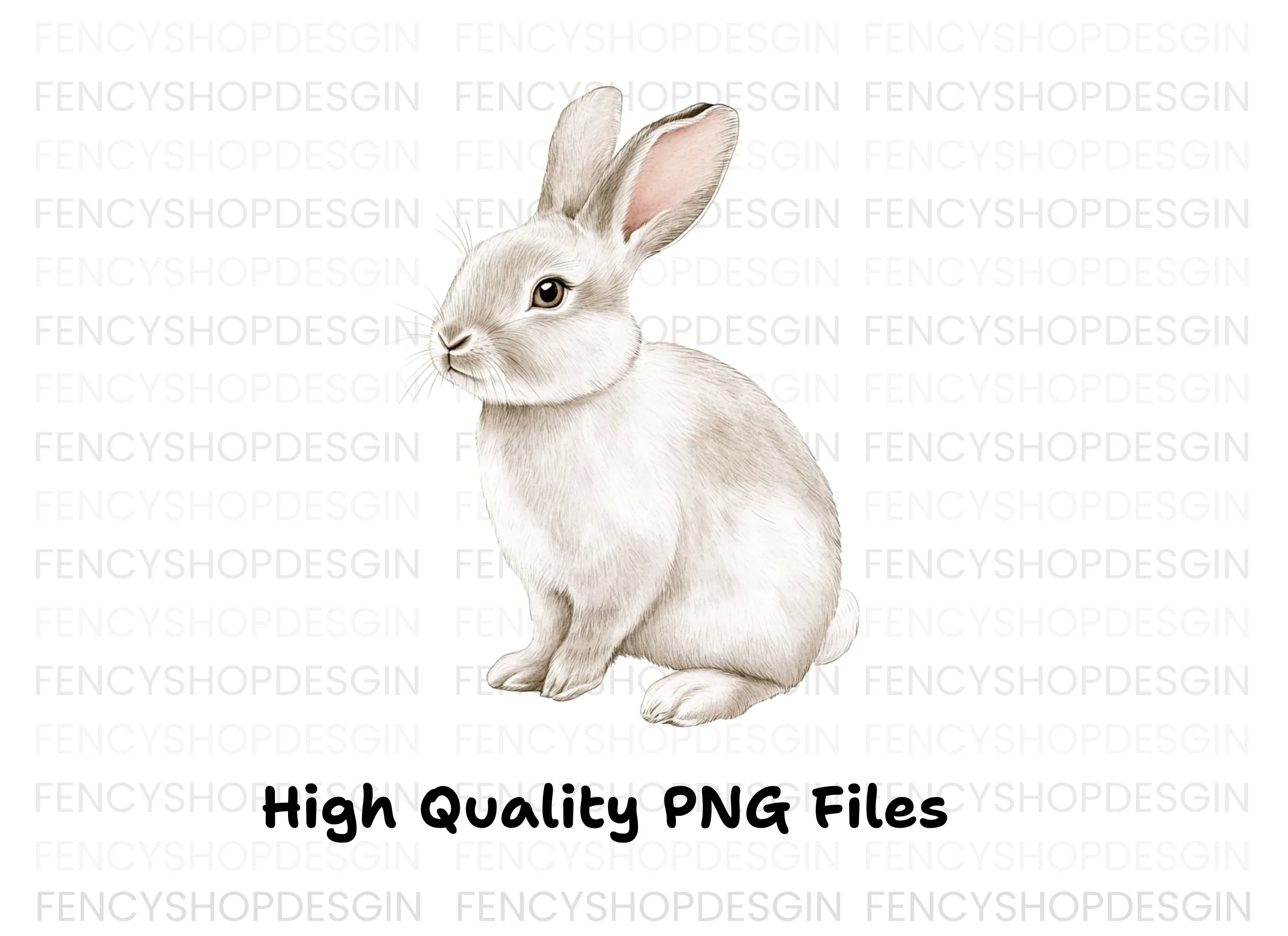 Cute White Bunny Rabbit Clipart Bundle - Image 3