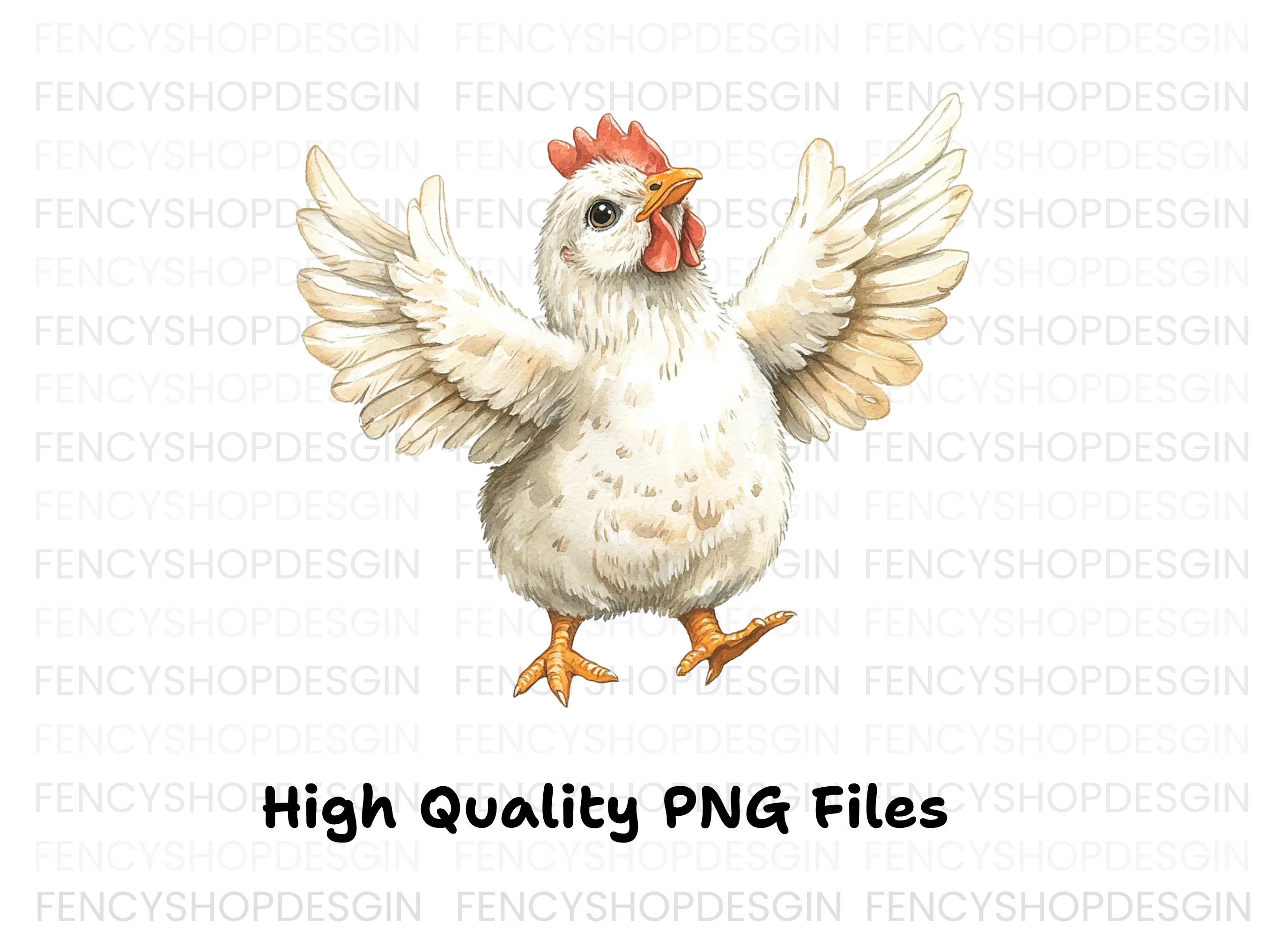 Cute White Chicken Clipart Bundle - Image 3
