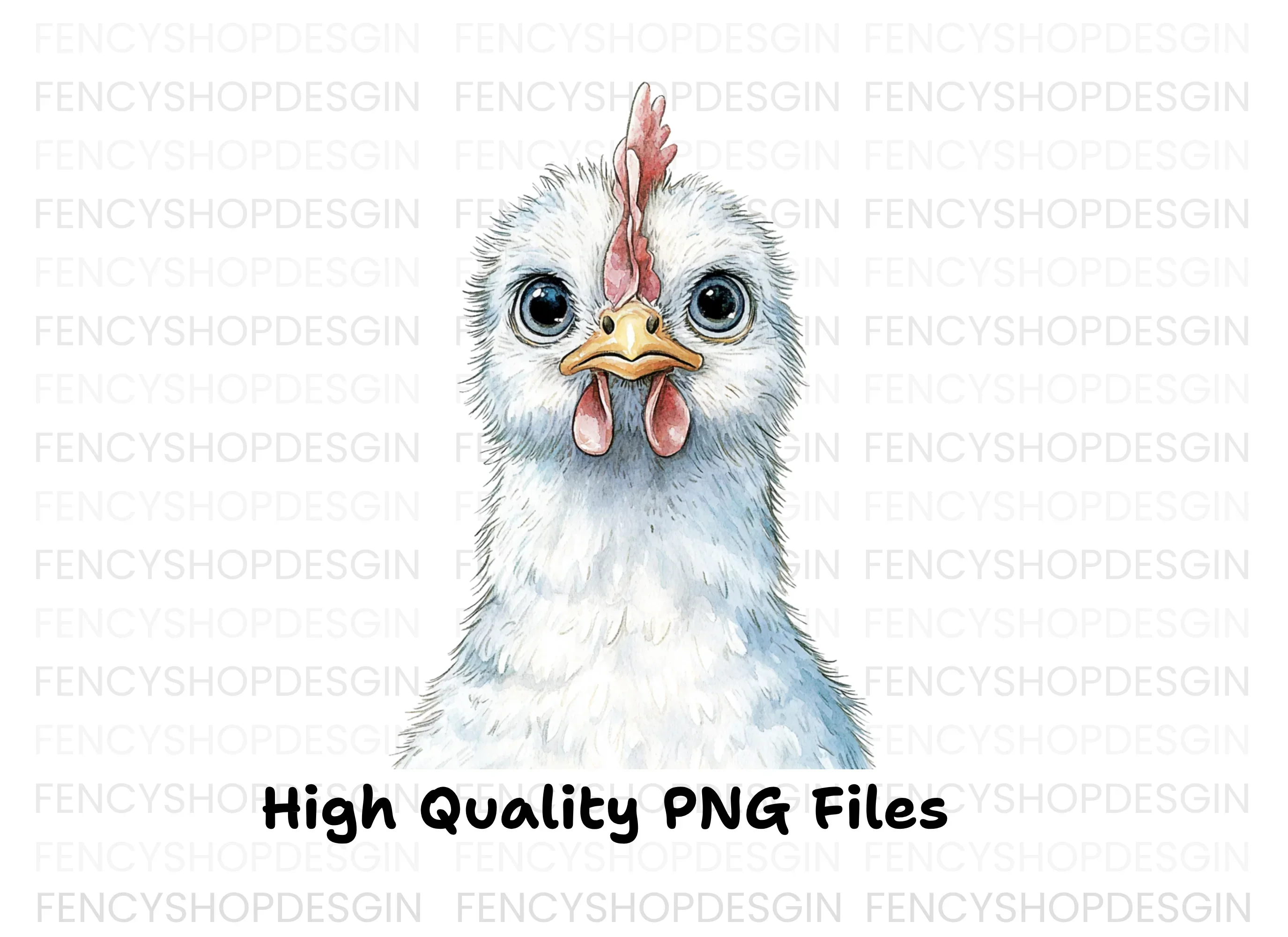 Cute White Chicken Head Clipart Bundle - Image 3