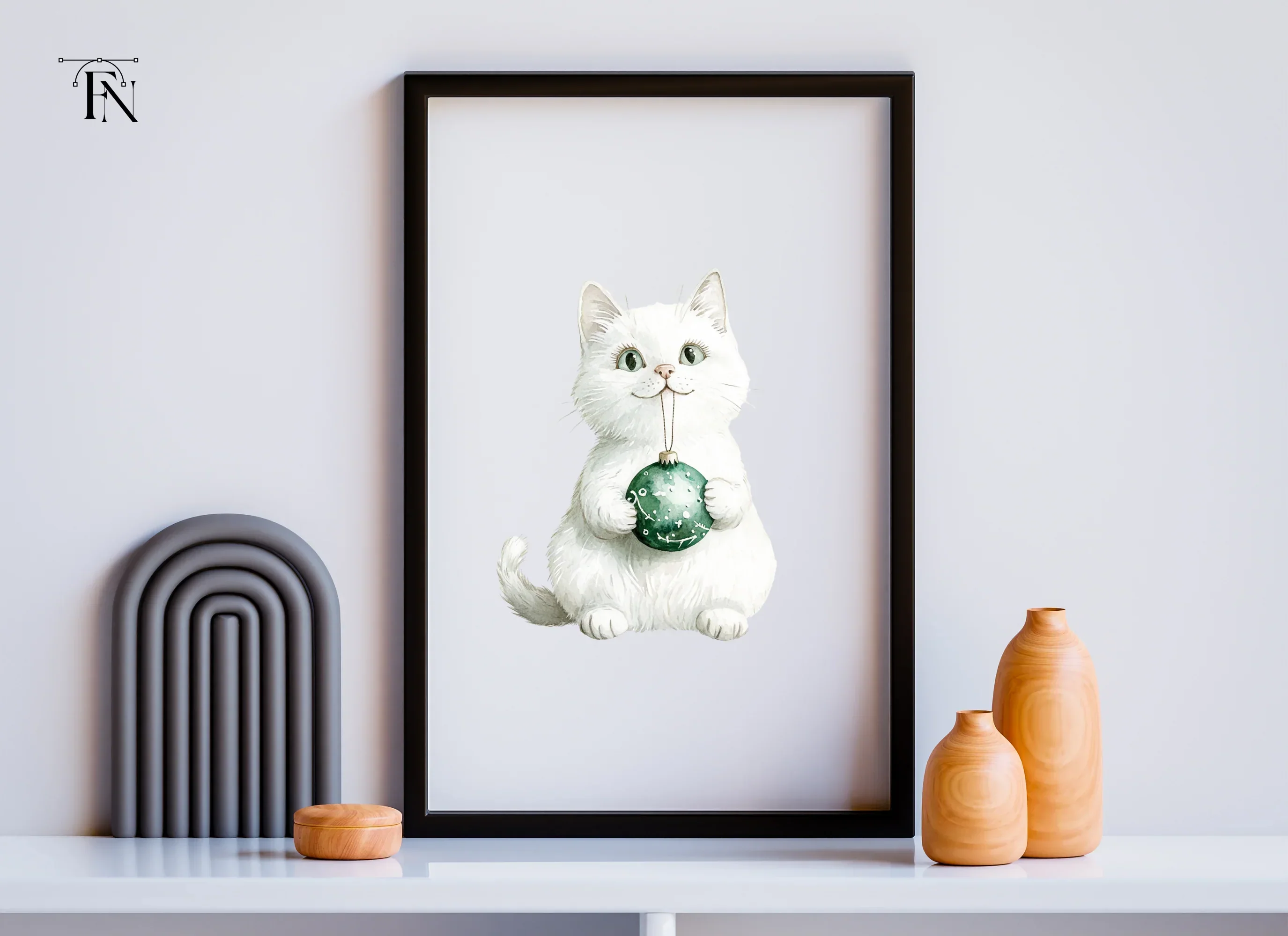 Cute White Christmas Cats Clipart Bundle - Image 3