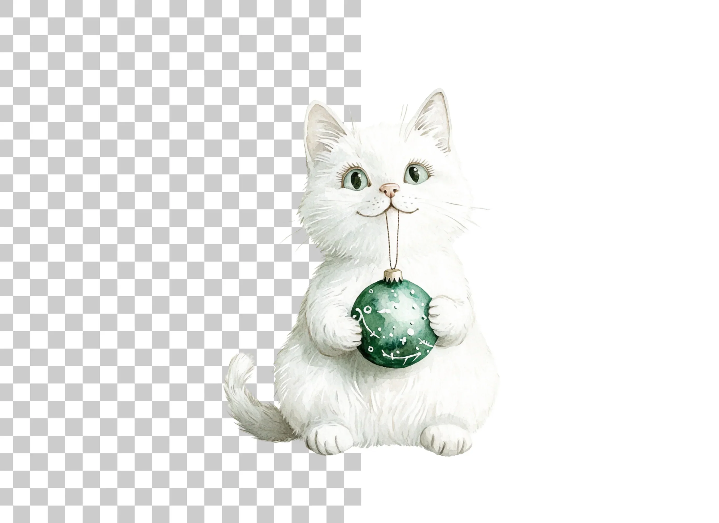 Cute White Christmas Cats Clipart Bundle - Image 6