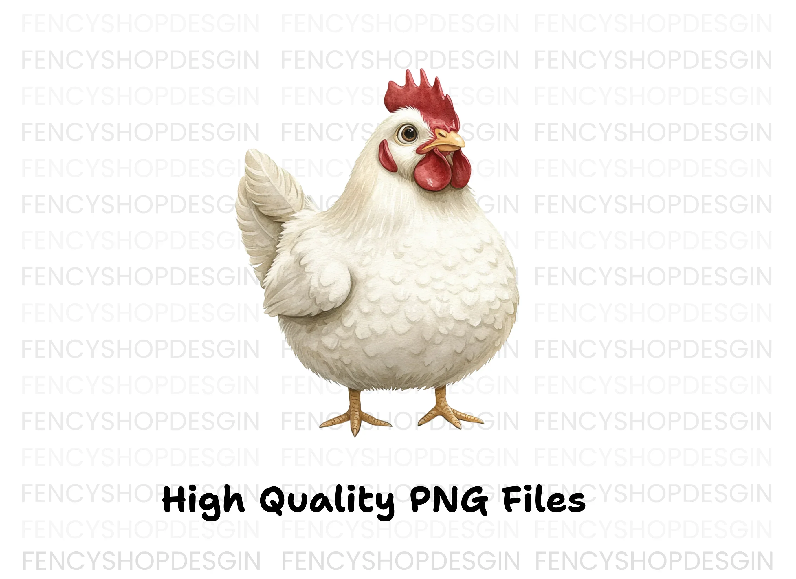 Cute White Hen Illustration Clipart Bundle - Image 4