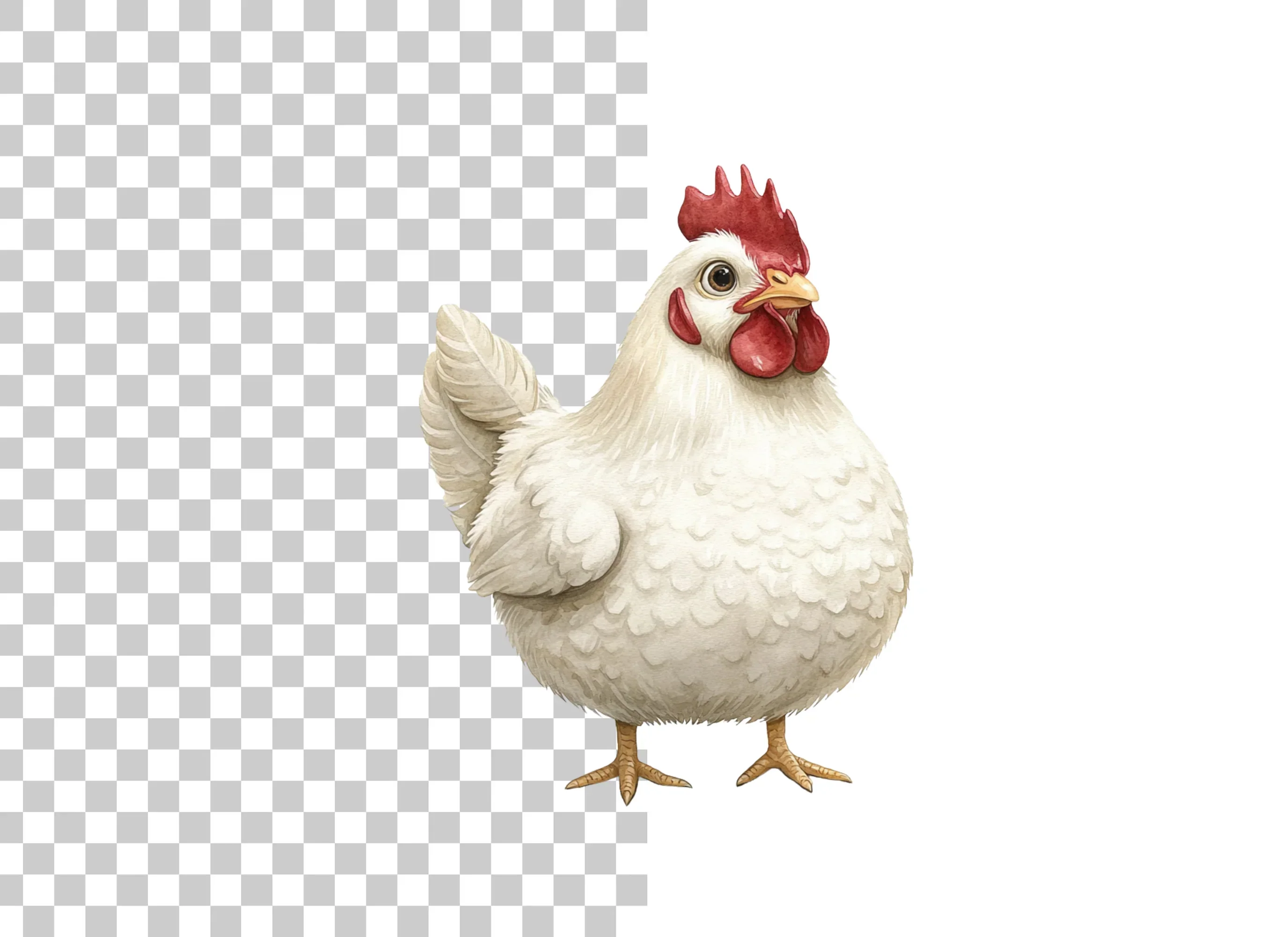 Cute White Hen Illustration Clipart Bundle - Image 5
