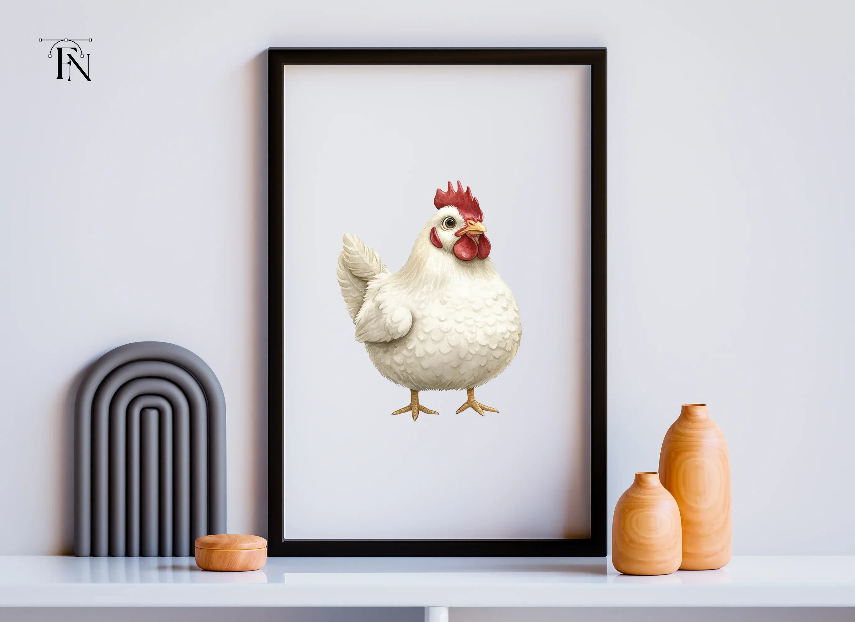 Cute White Hen Illustration Clipart Bundle - Image 6