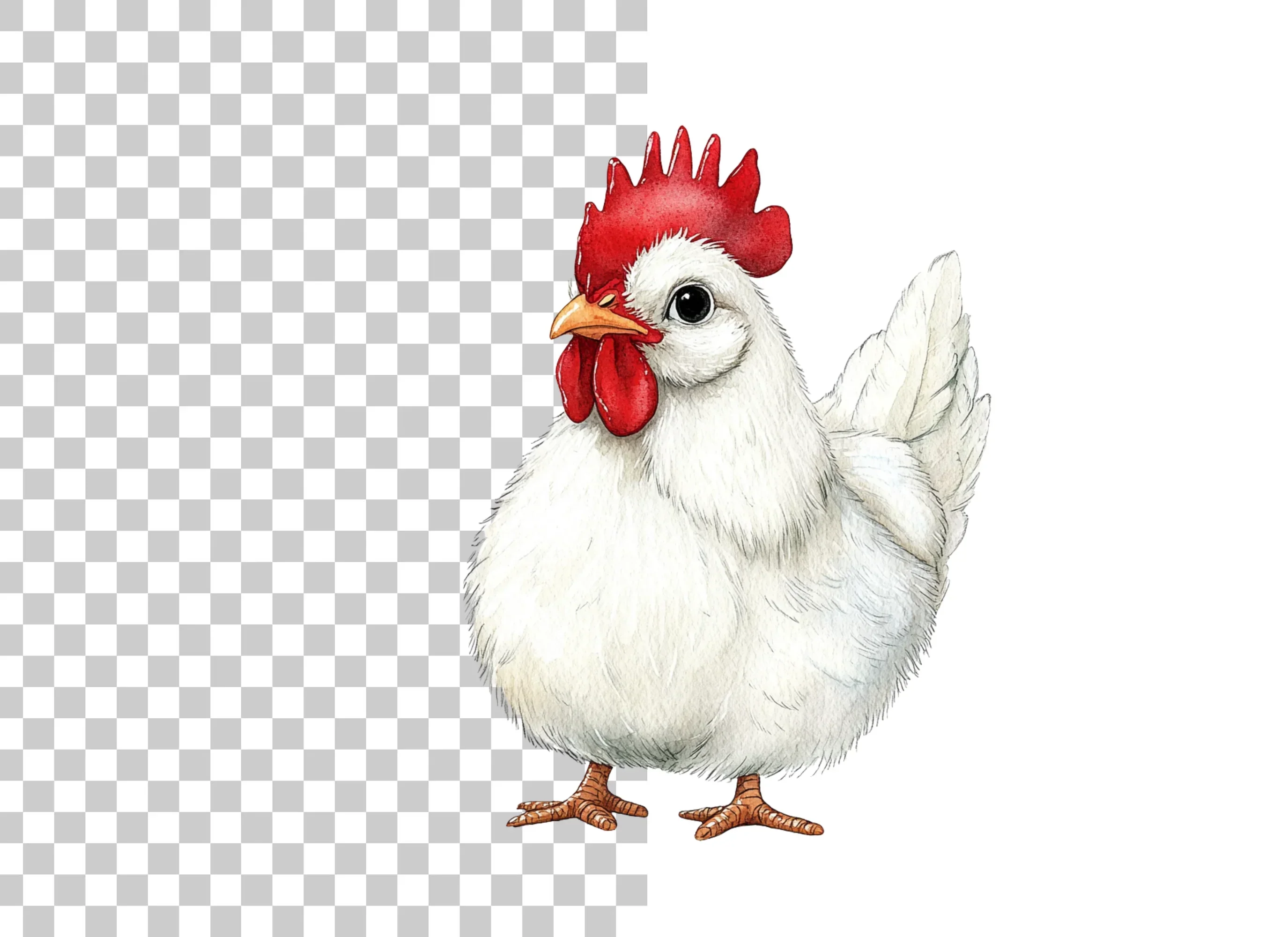 Cute White Rooster Clipart Bundle - Image 2