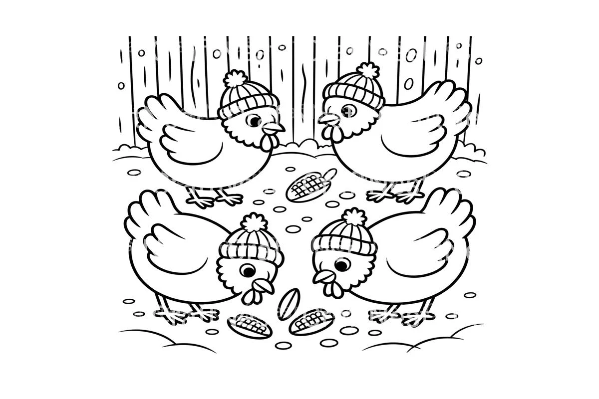 Cute Winter Chickens Coloring Books - Image 3