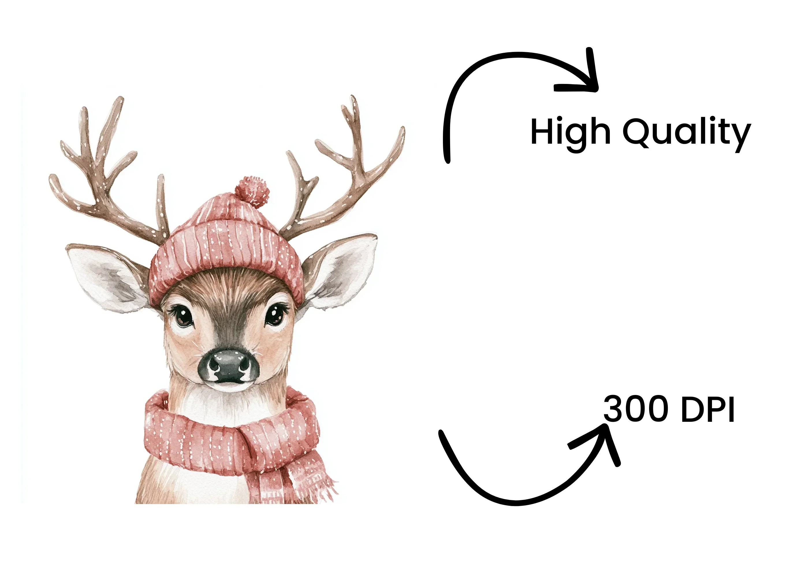 Cute Winter Deer Clipart Bundle - Image 4