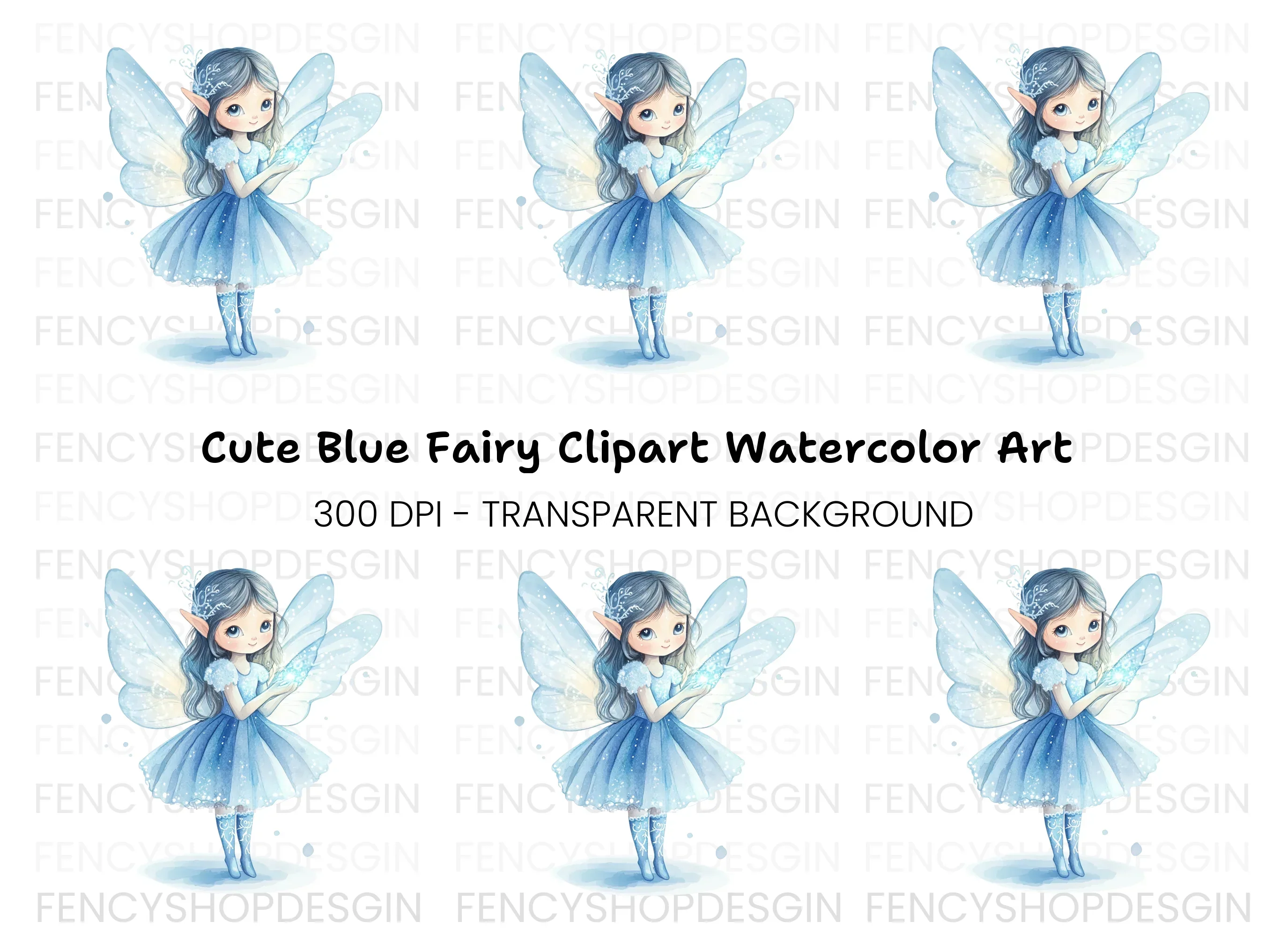 Cute Winter Fairy Magical Glow Clipart Bundle