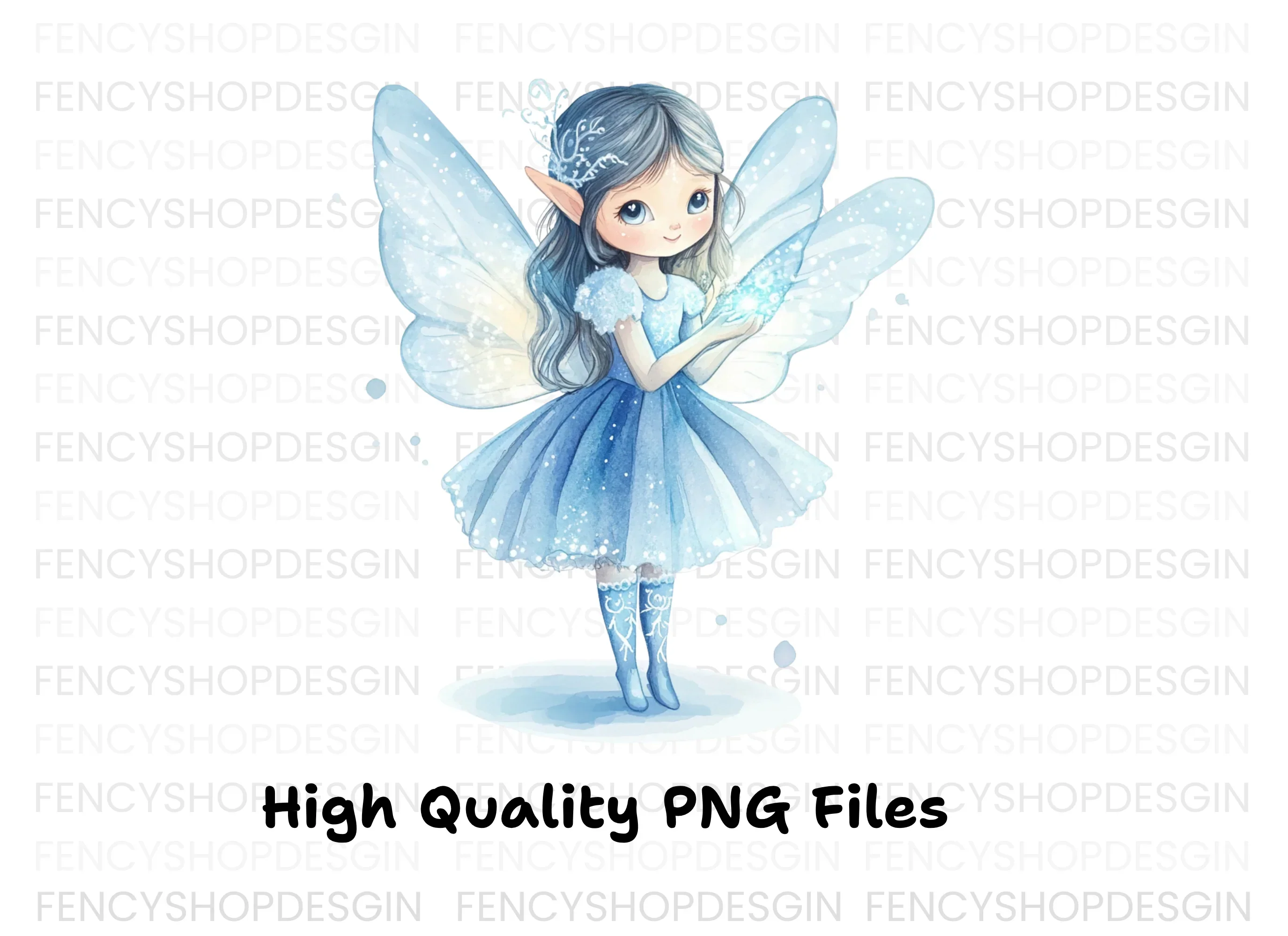 Cute Winter Fairy Magical Glow Clipart Bundle - Image 3
