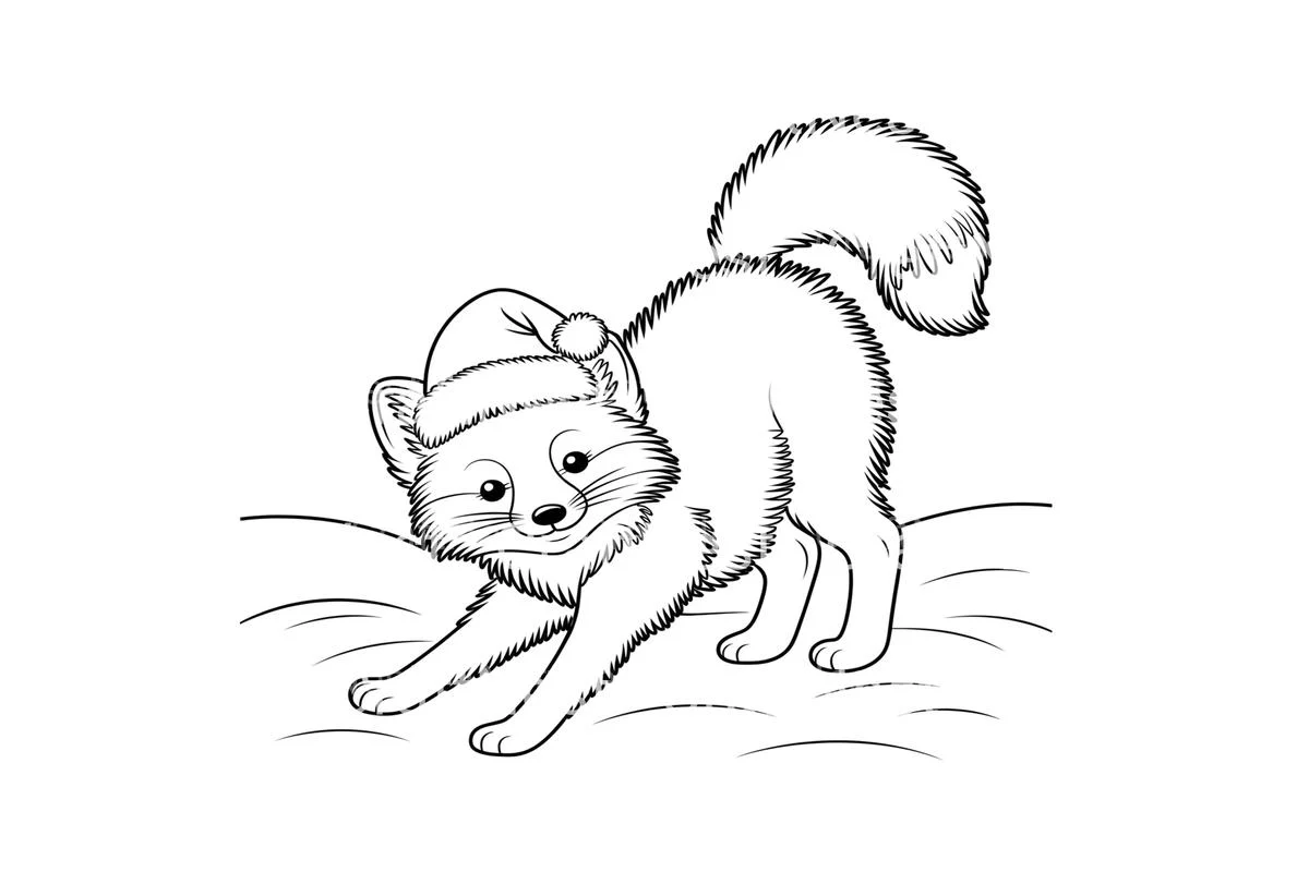 Cute Winter Foxfor Kids Coloring Books - Image 4