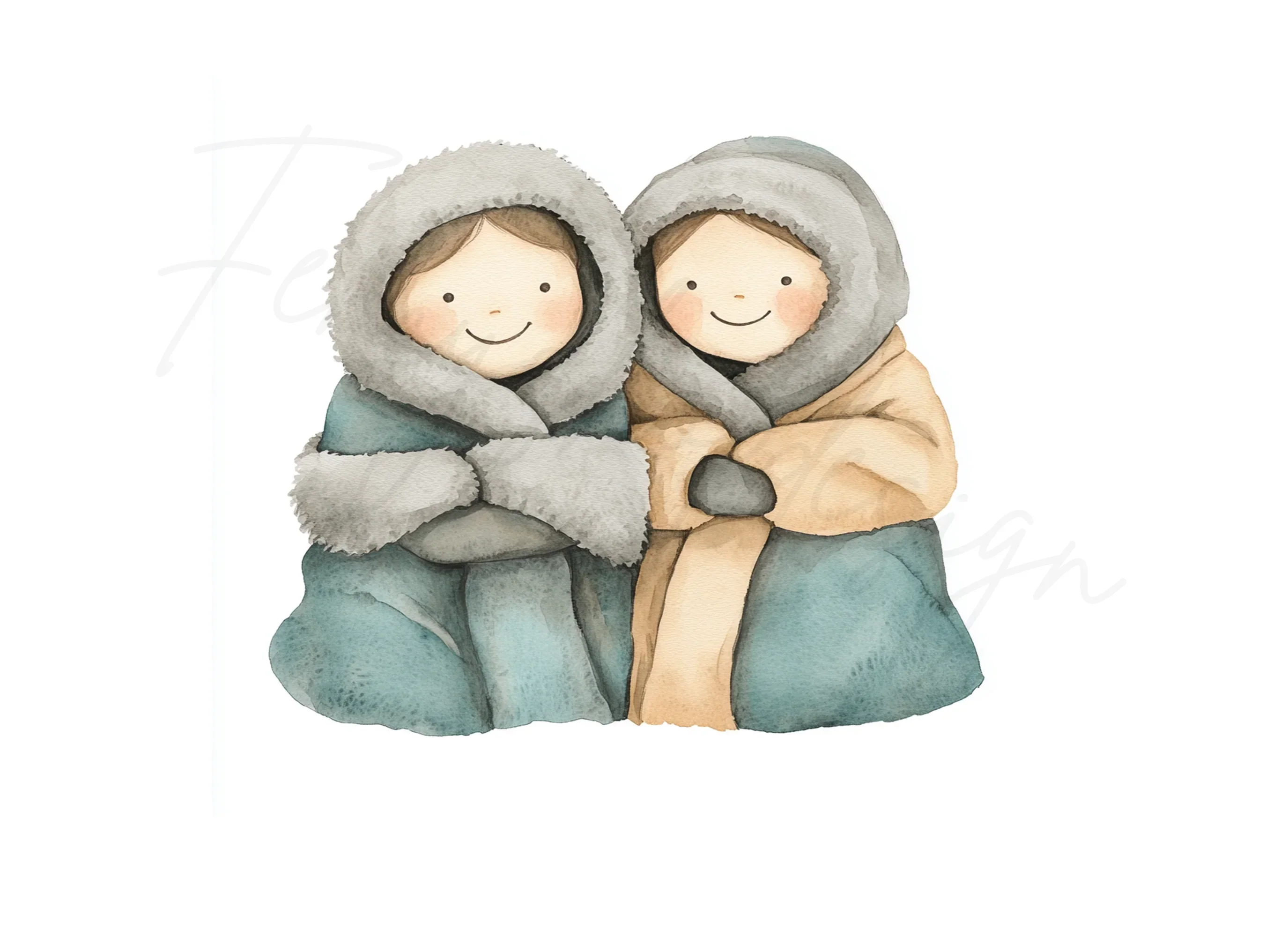 Cute Winter Kids Clipart Bundle - Image 2