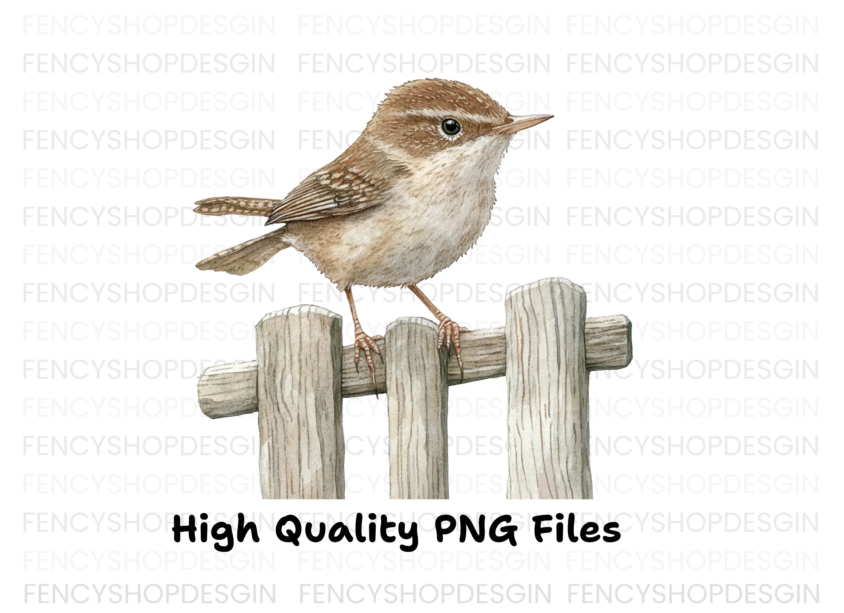 Cute Wren Birds on Fence Clipart Bundle - Image 3