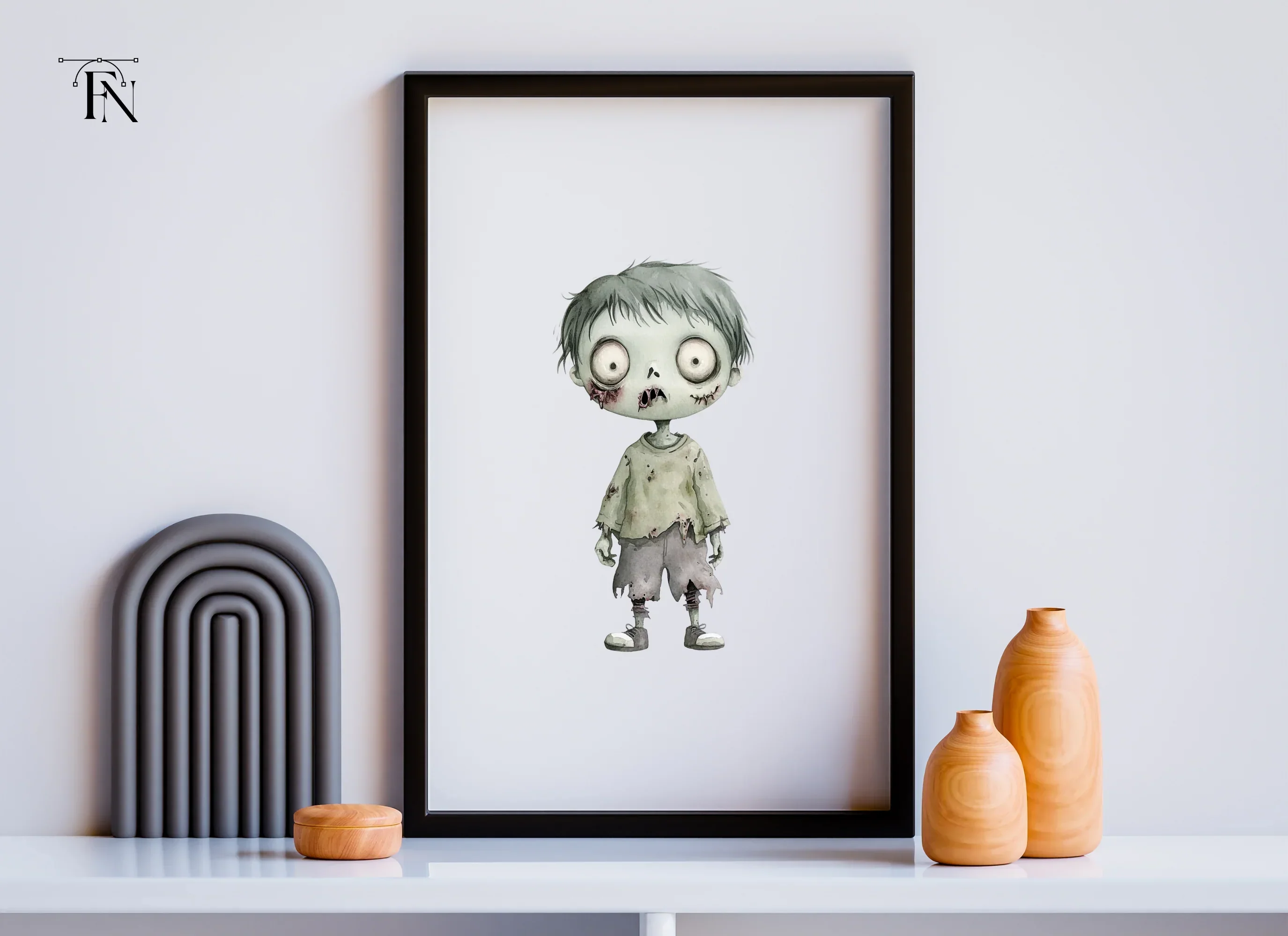 Cute Zombie Kids Halloween Clipart Bundle - Image 5