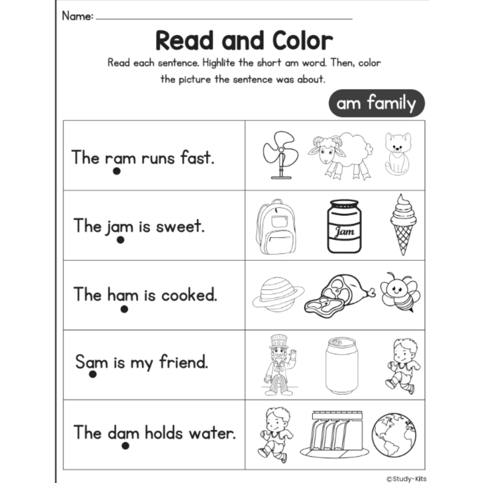 CVC Word Fluency Read and Color Worksheets - Image 3