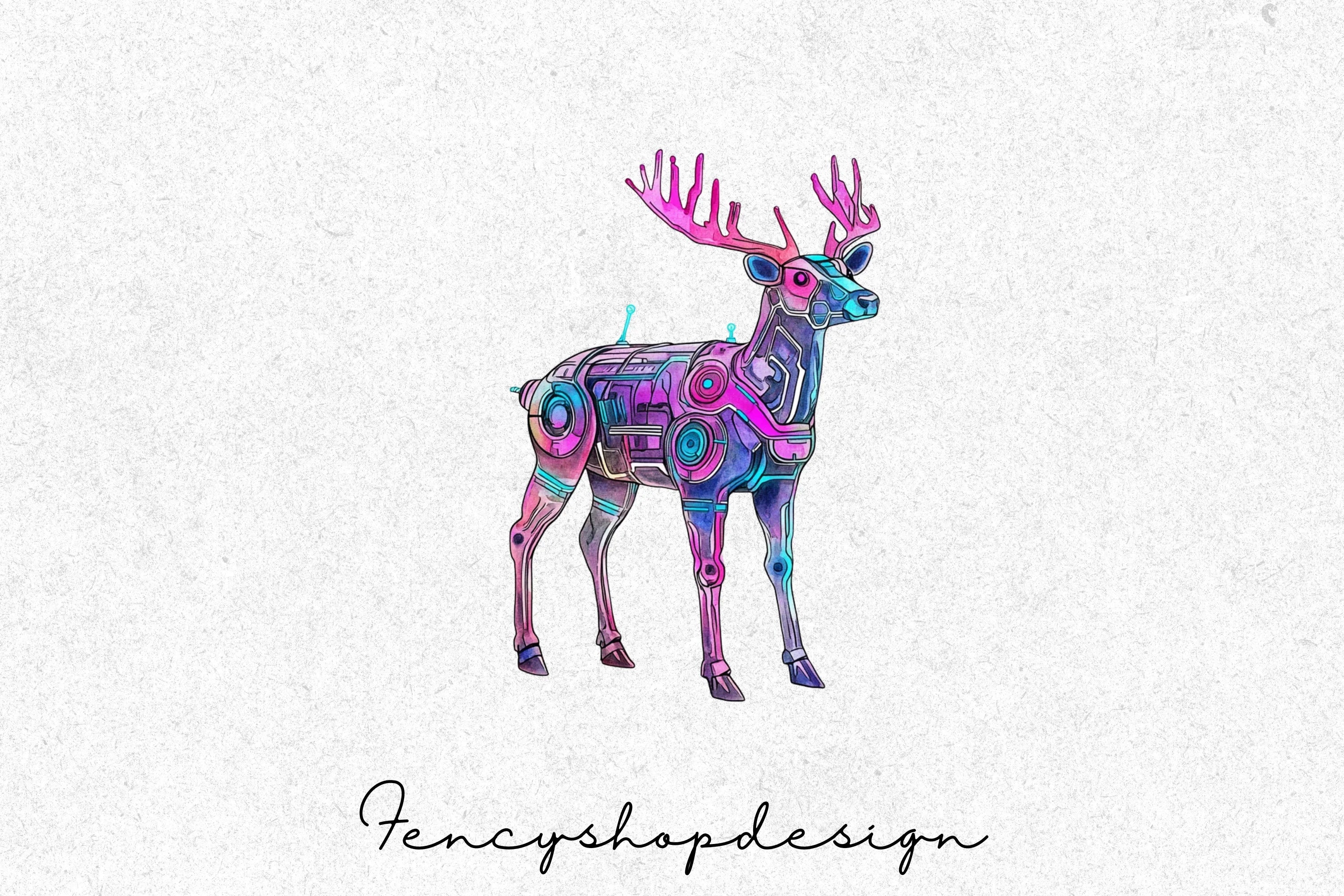 Cyberpunk Reindeer Clipart Bundle - Image 3