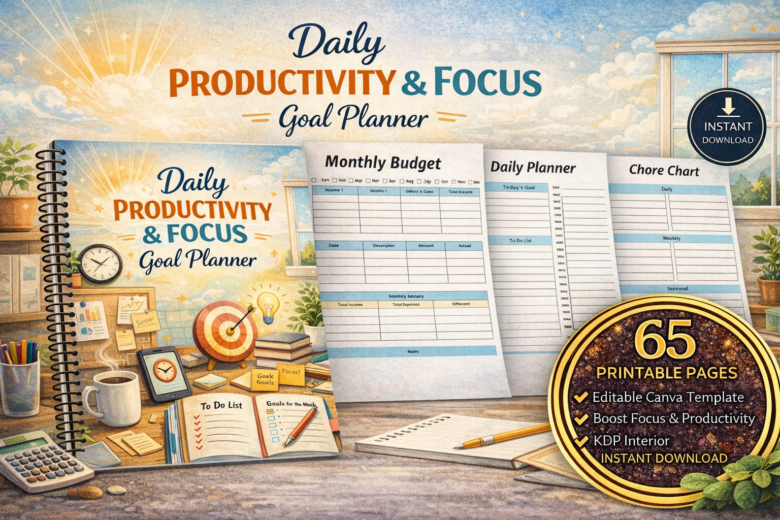 Daily Productivity Focus Goal Planner
