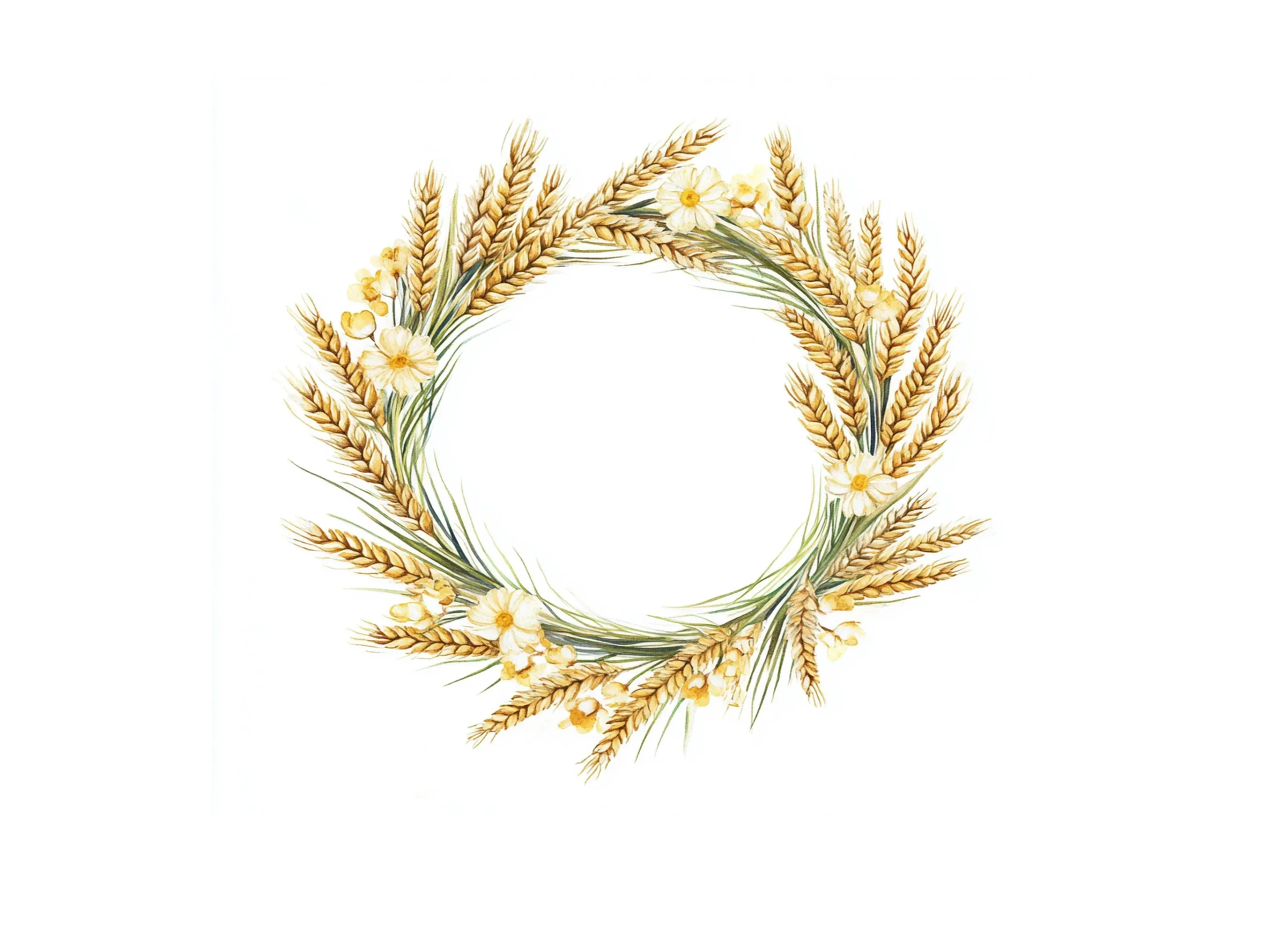 Daisy and Wheat Wreath Clipart Bundle - Image 2