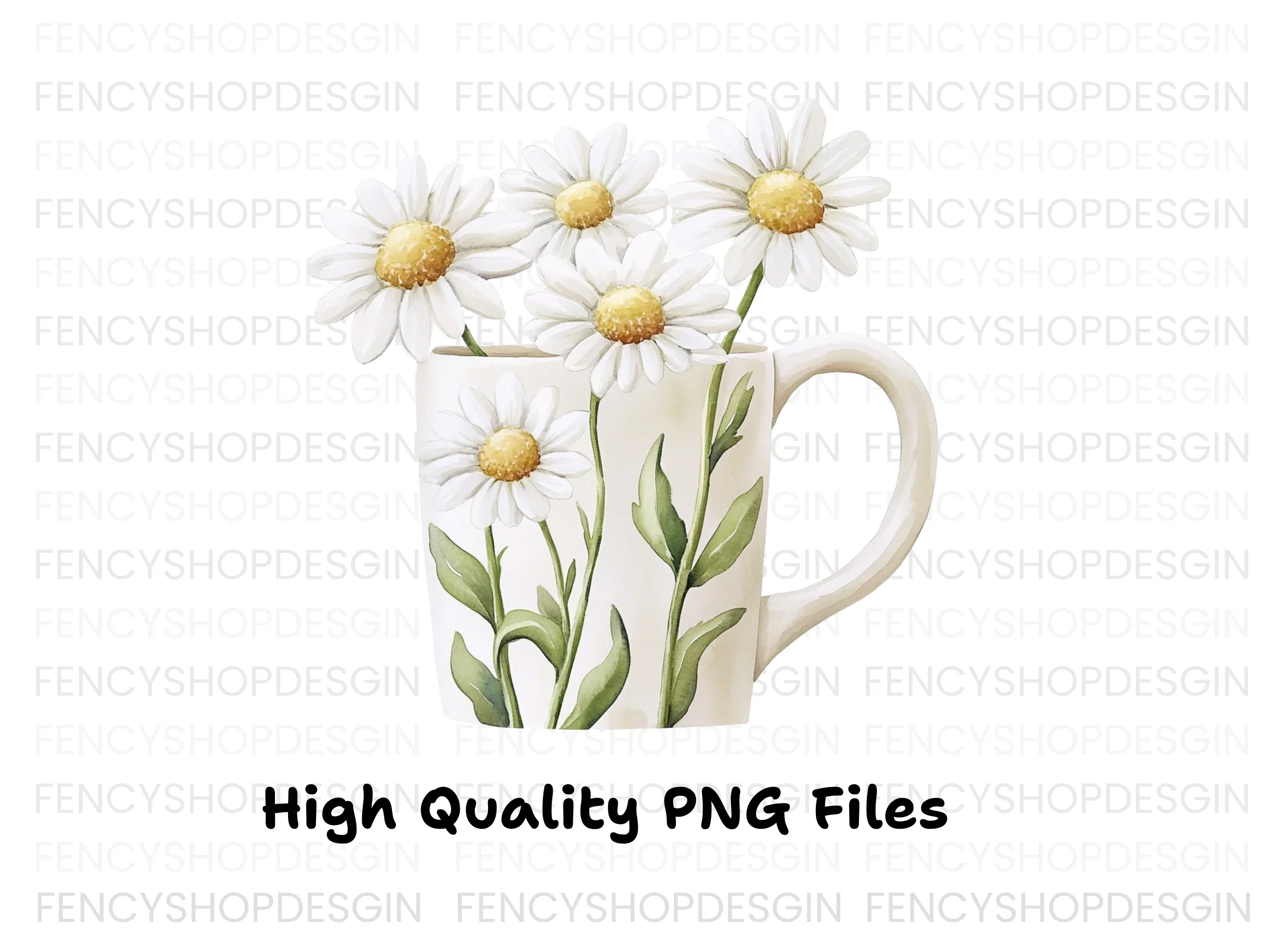 Daisy Flowers in Mugs Clipart Bundle - Image 4