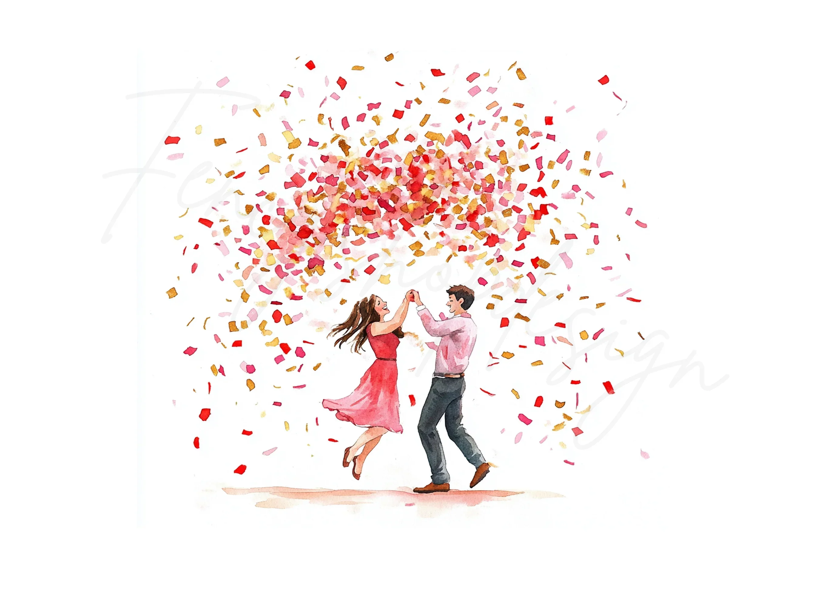Dancing Couple with Confetti Clipart Bundle - Image 3