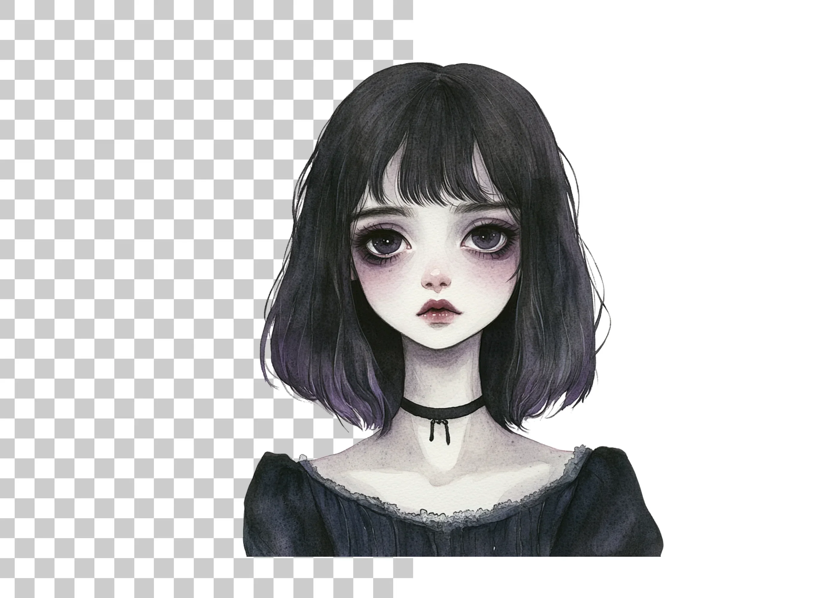 Dark Aesthetic Goth Girl Clipart Bundle - Image 2