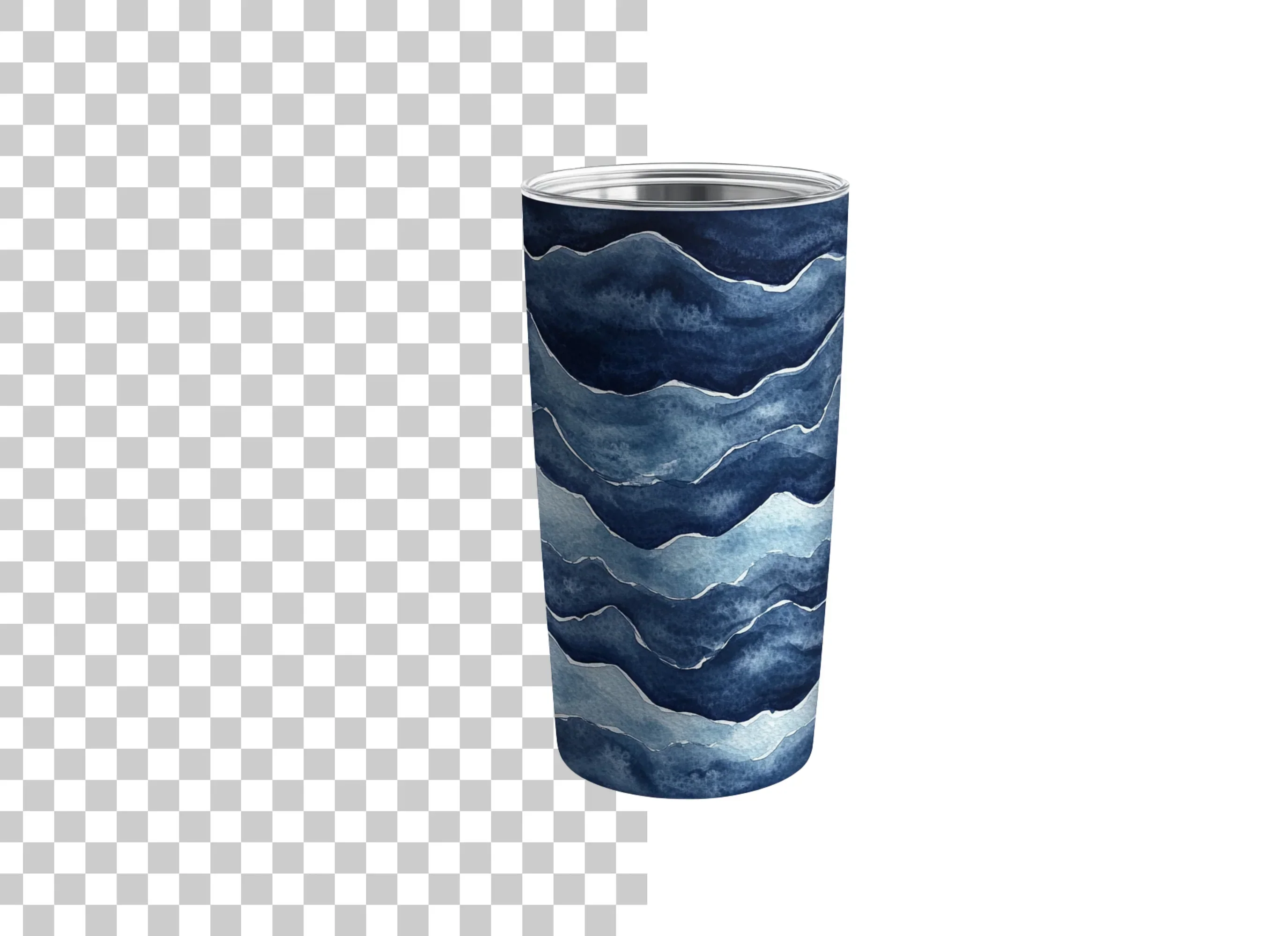 Dark Blue Ocean Waves Tumbler Clipart Bundle - Image 2