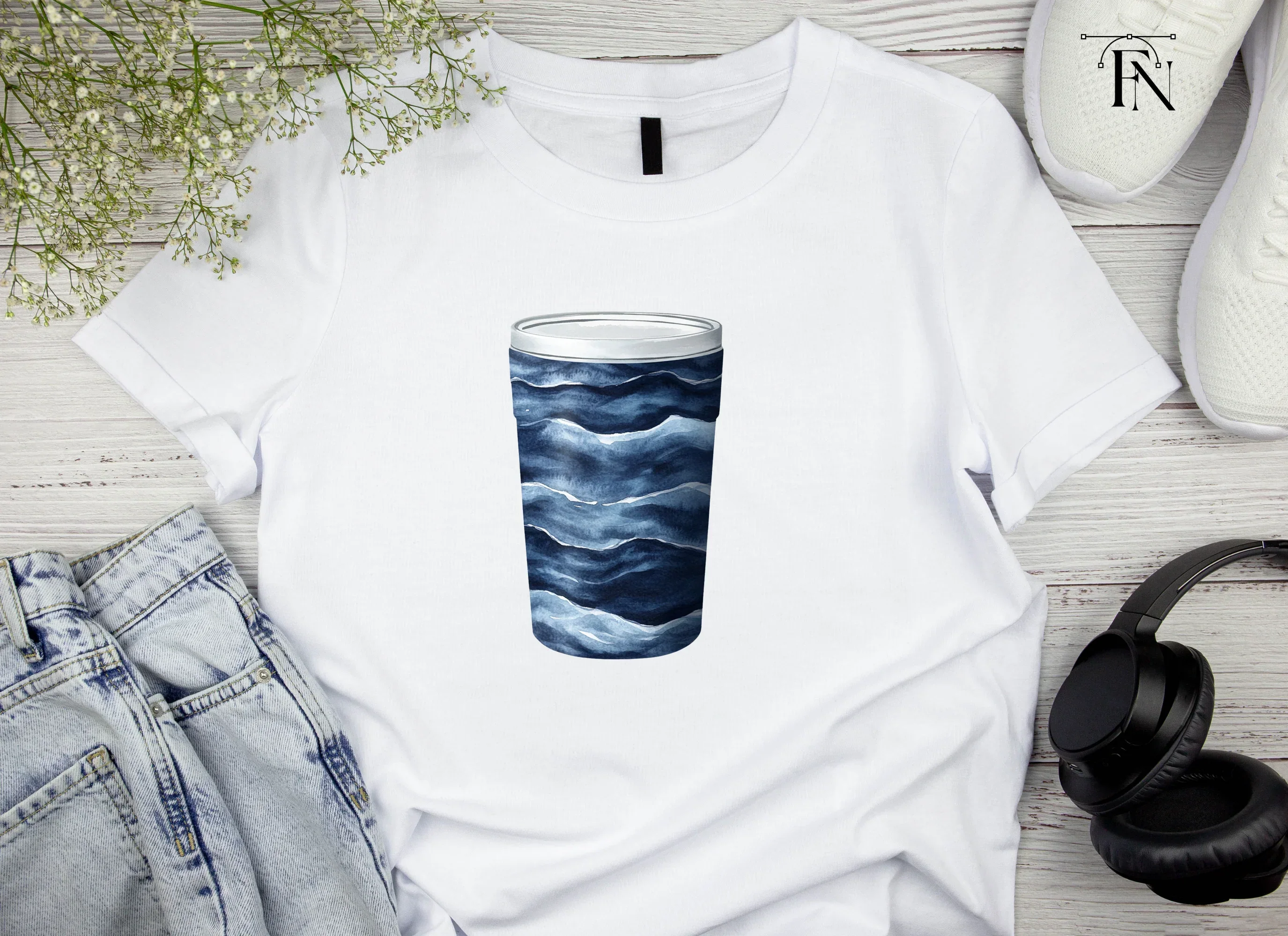 Dark Blue Ocean Waves Tumbler Clipart Bundle - Image 4