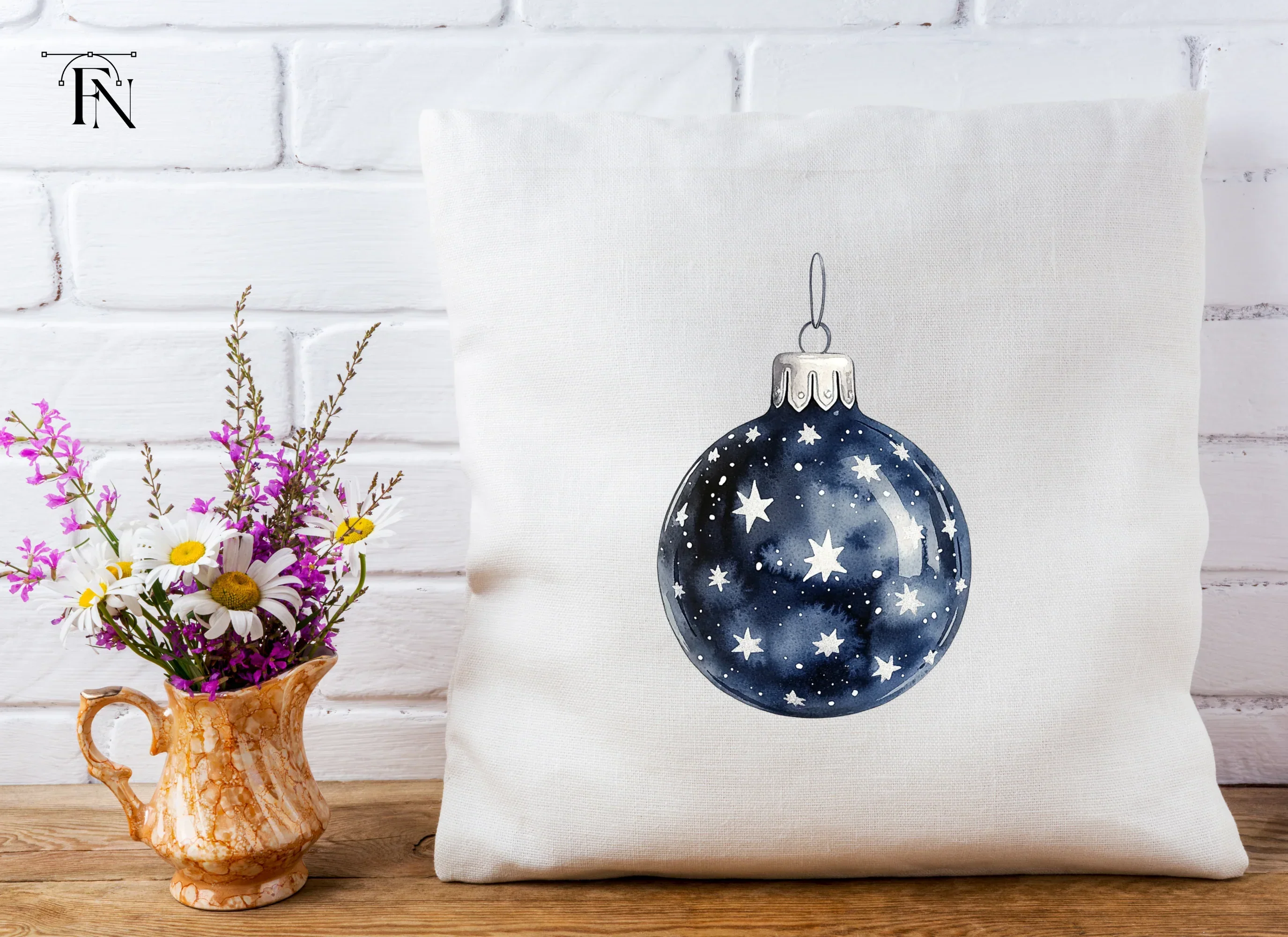 Dark Blue Starry Christmas Baubles Clipart Bundle - Image 3