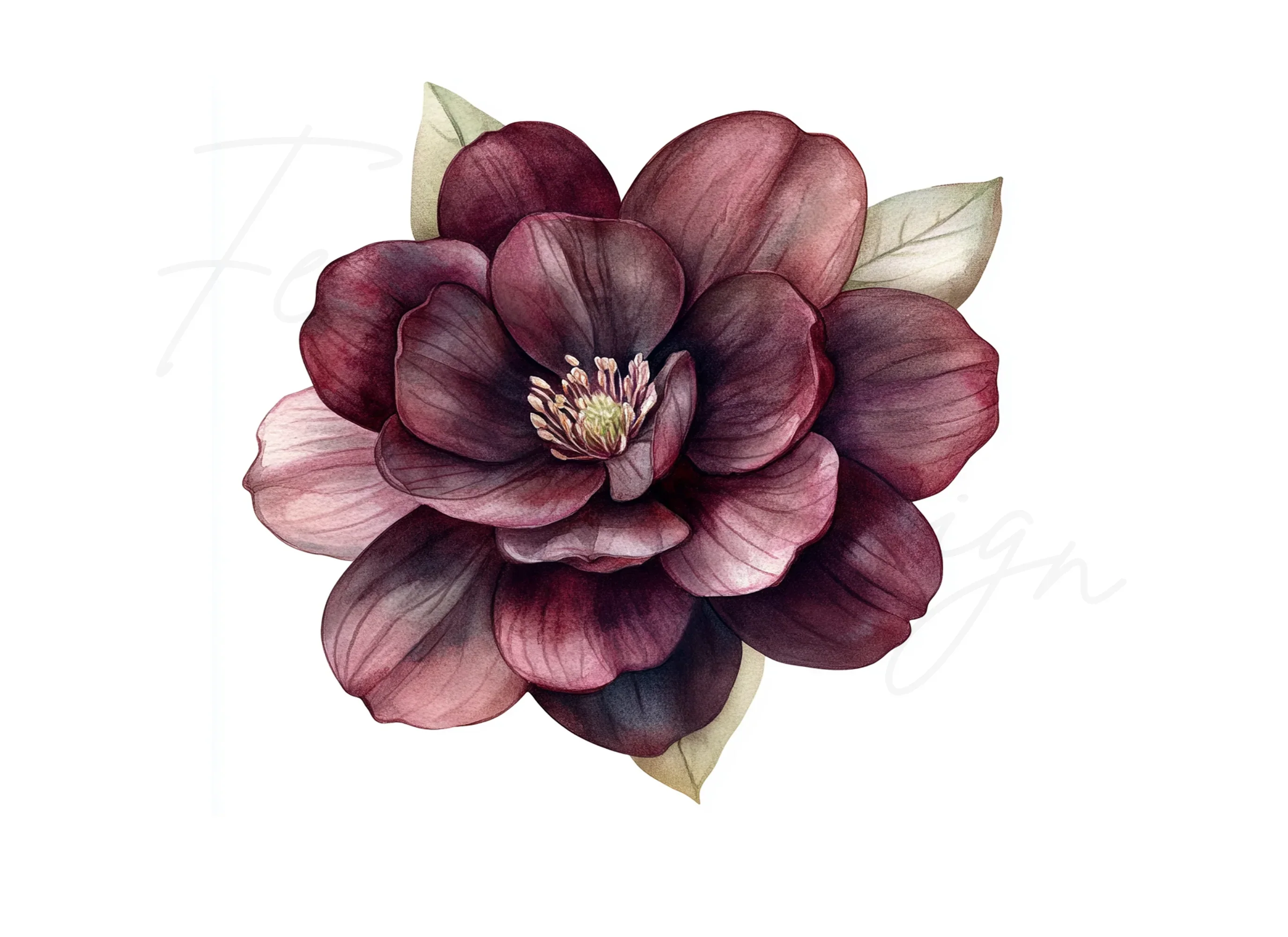 Dark Burgundy Flower Clipart Bundle - Image 2