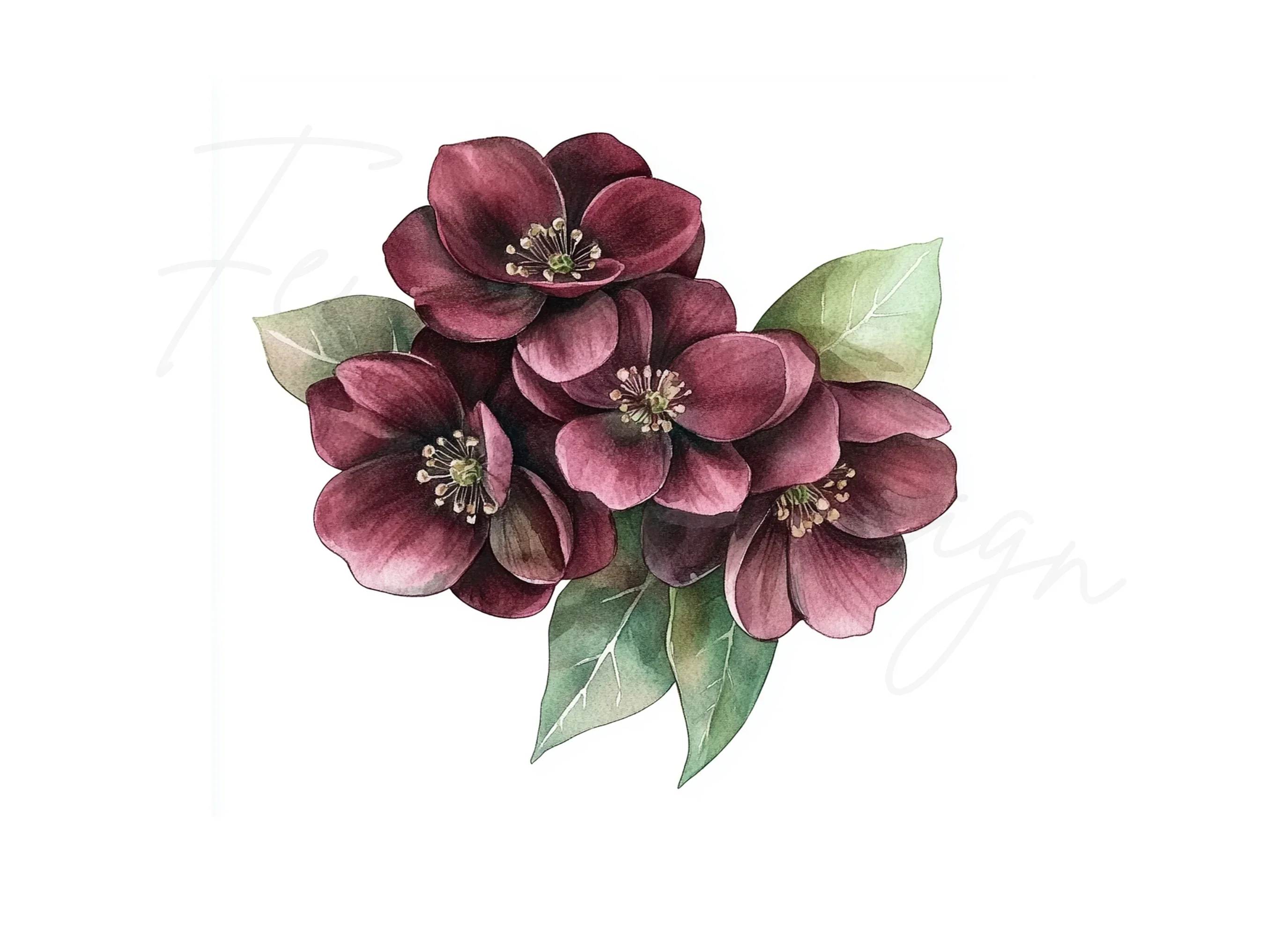 Dark Burgundy Flower Clipart Bundle - Image 3