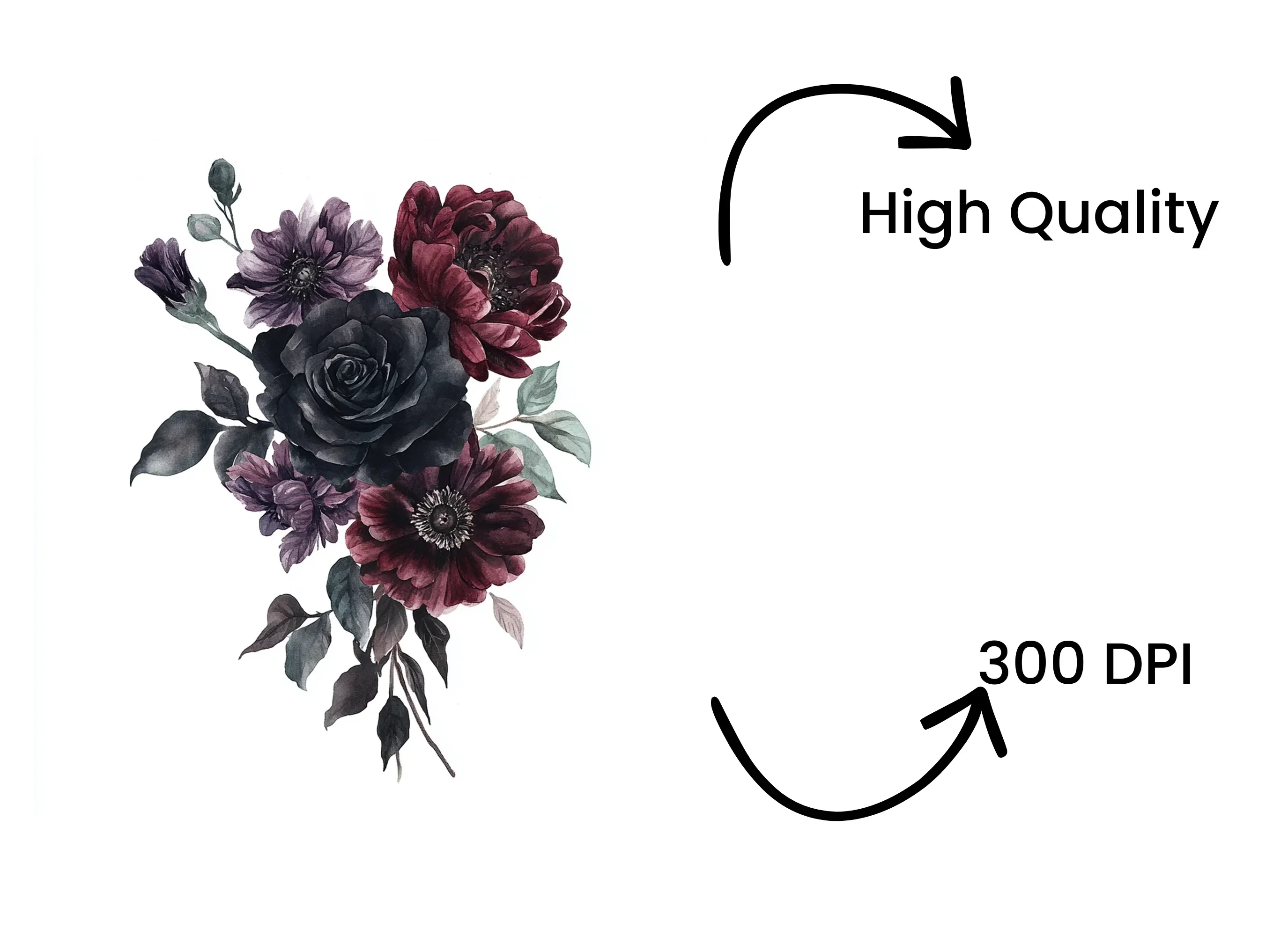 Dark Floral Clipart Bundle - Image 4
