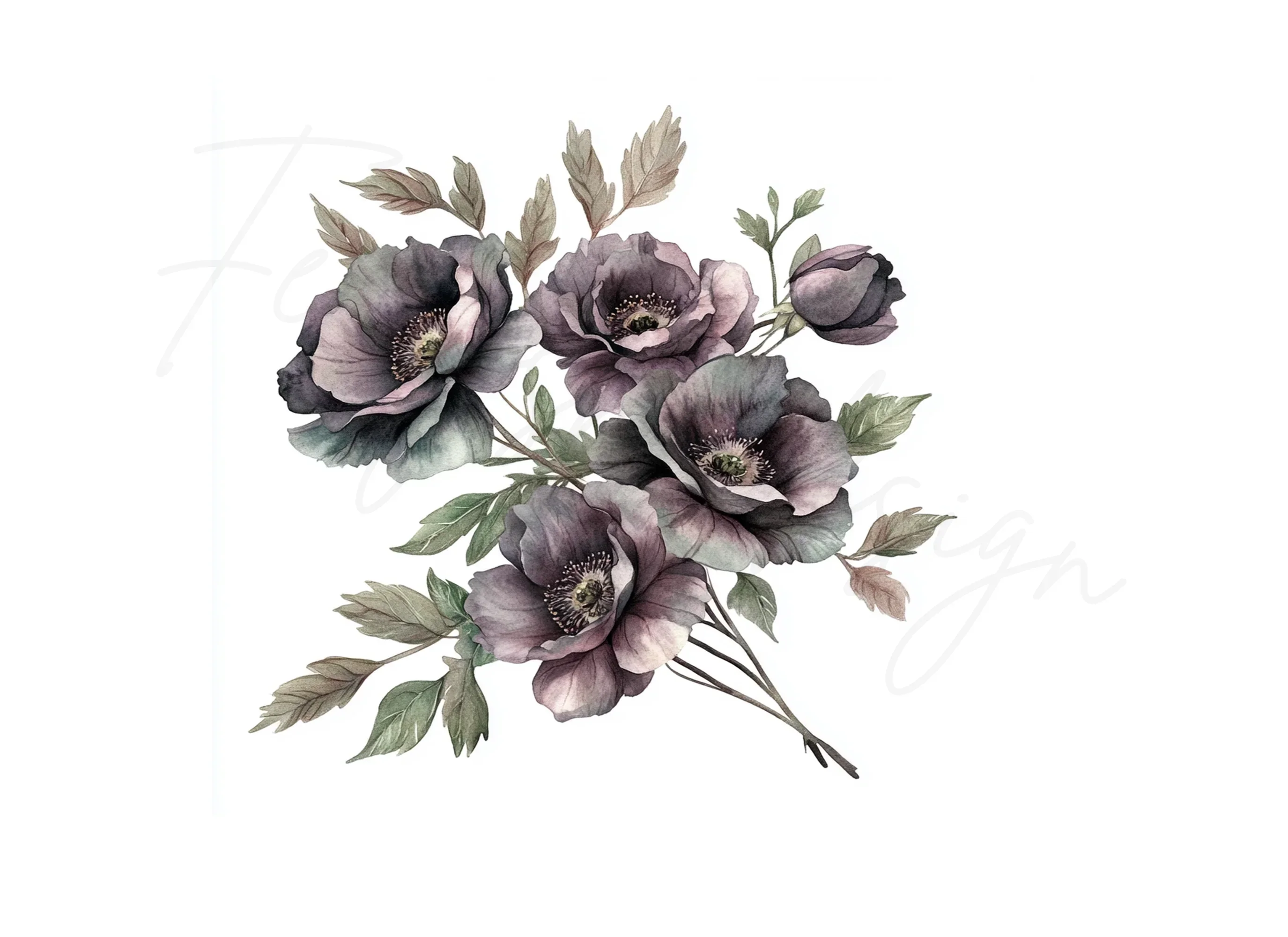 Dark Floral Clipart Bundle - Image 3