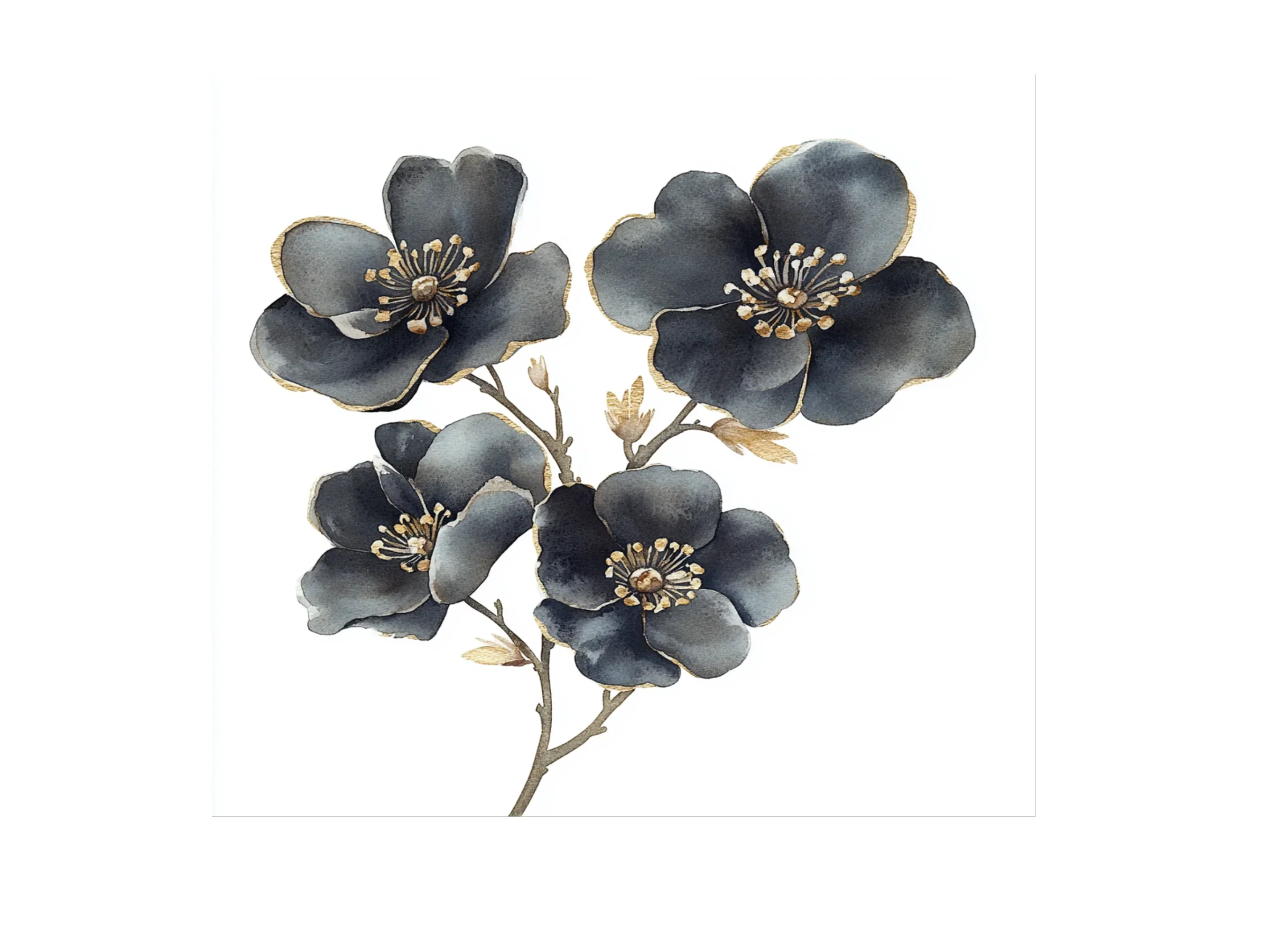 Dark Floral Gold Accents Clipart Bundle - Image 3