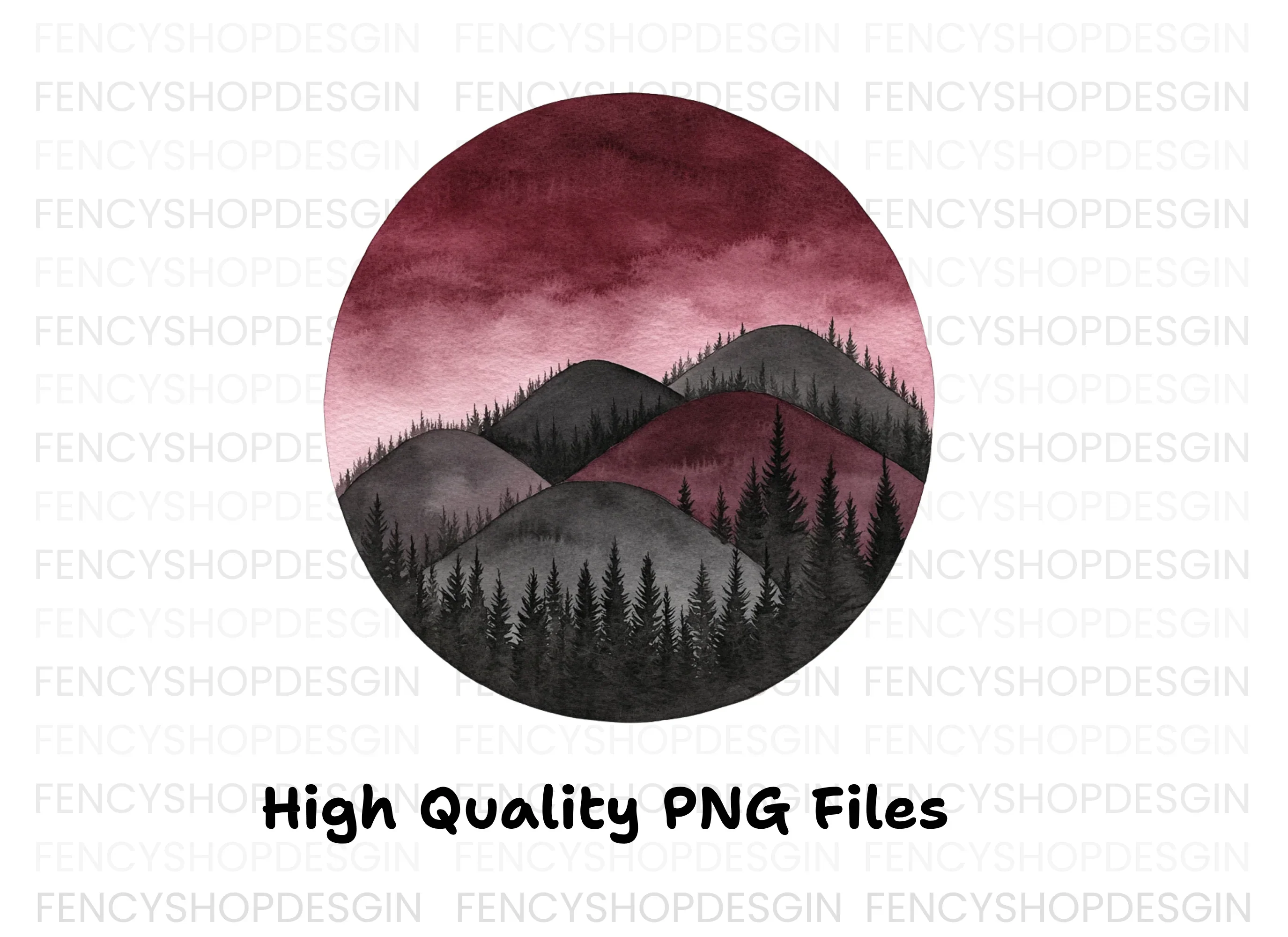 Dark Forest Mountain Landscape Clipart Bundle - Image 2
