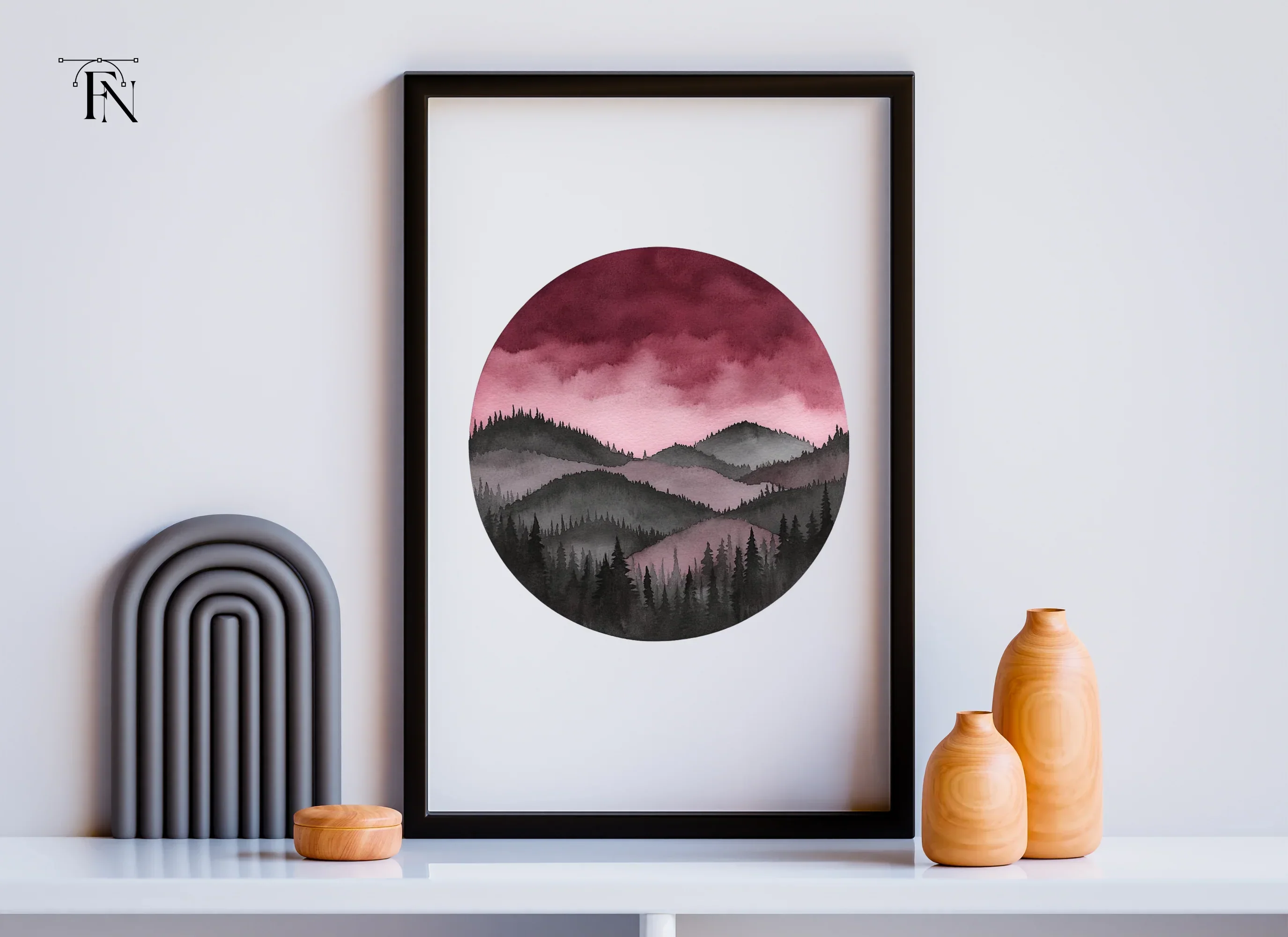 Dark Forest Mountain Landscape Clipart Bundle - Image 3