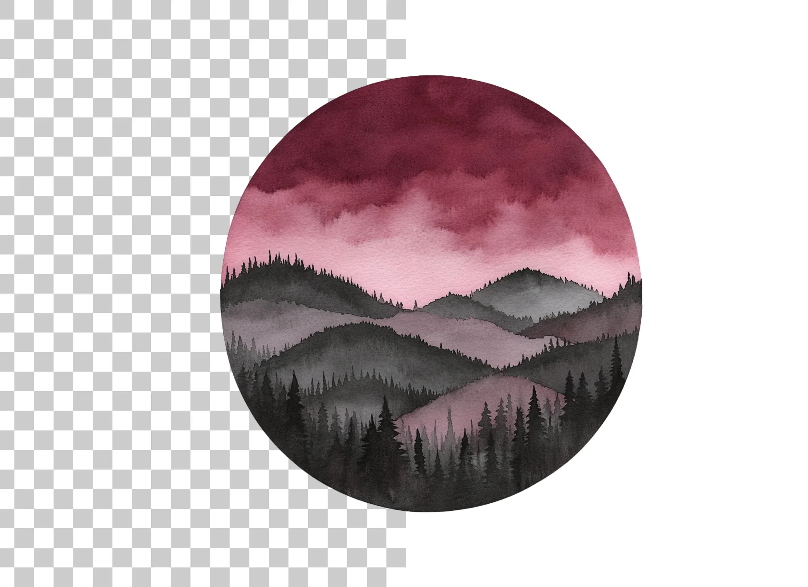 Dark Forest Mountain Landscape Clipart Bundle - Image 6