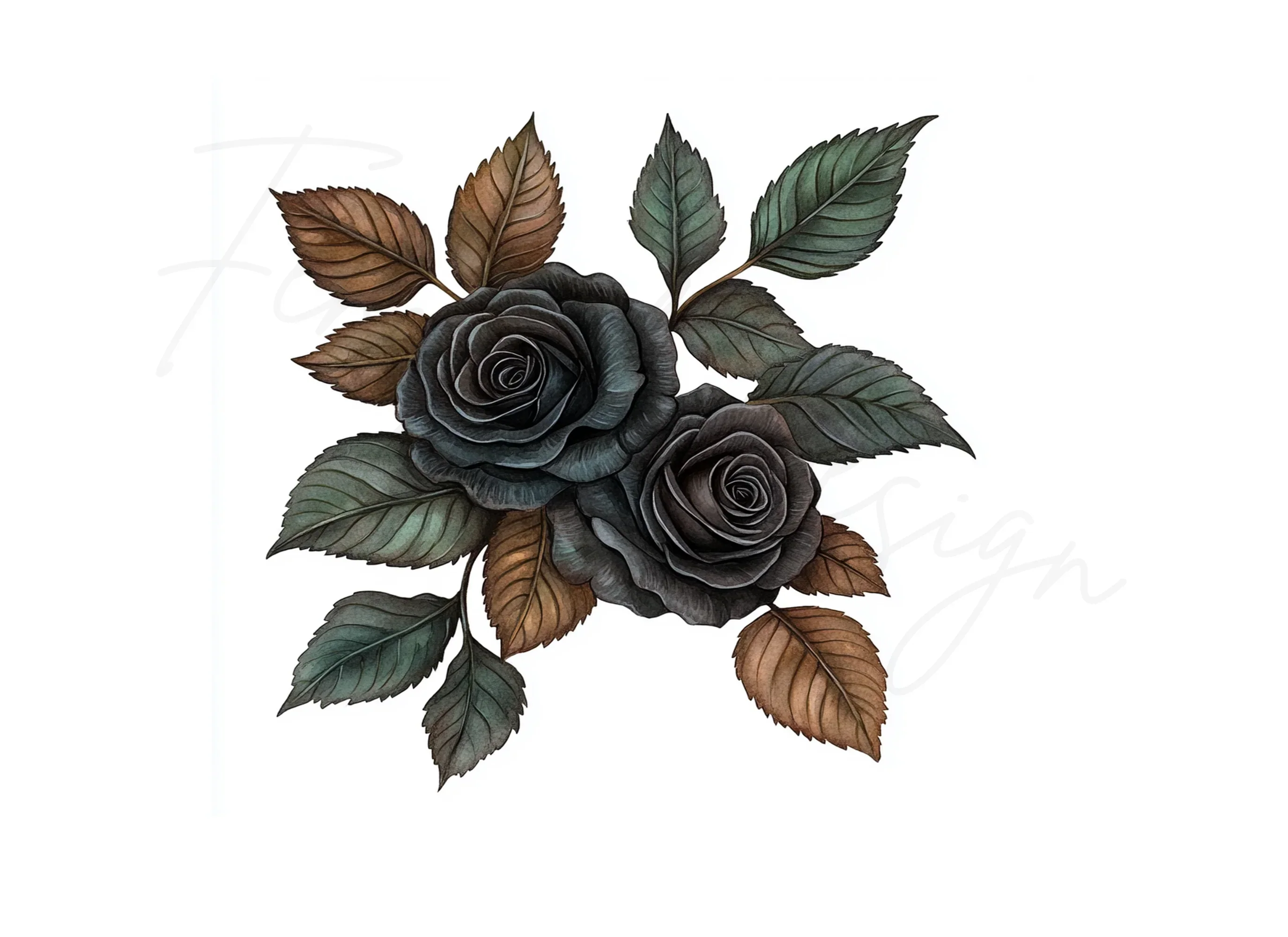 Dark Romantic Rose Bouquets Clipart Bundle - Image 3