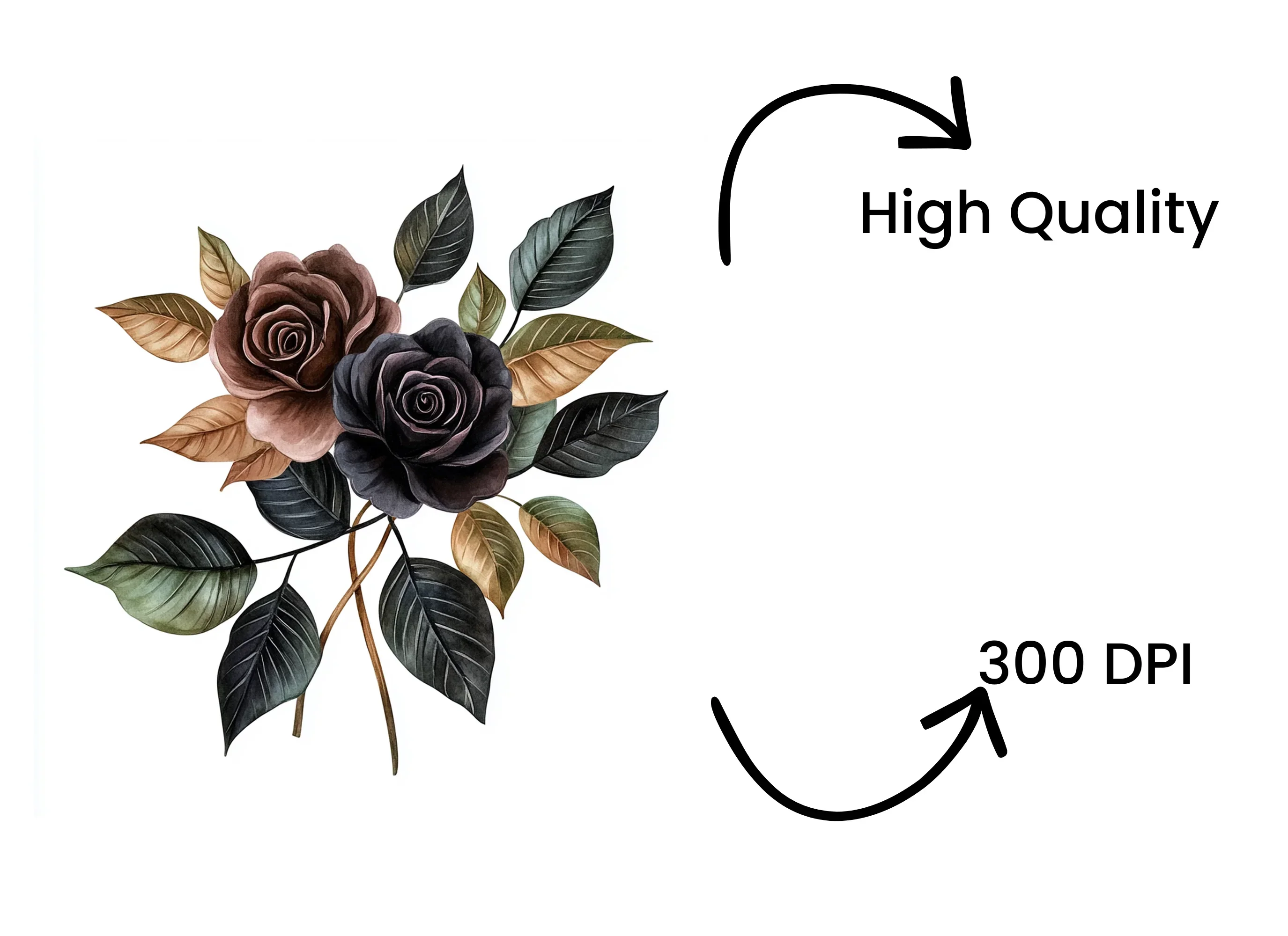 Dark Romantic Rose Bouquets Clipart Bundle - Image 4