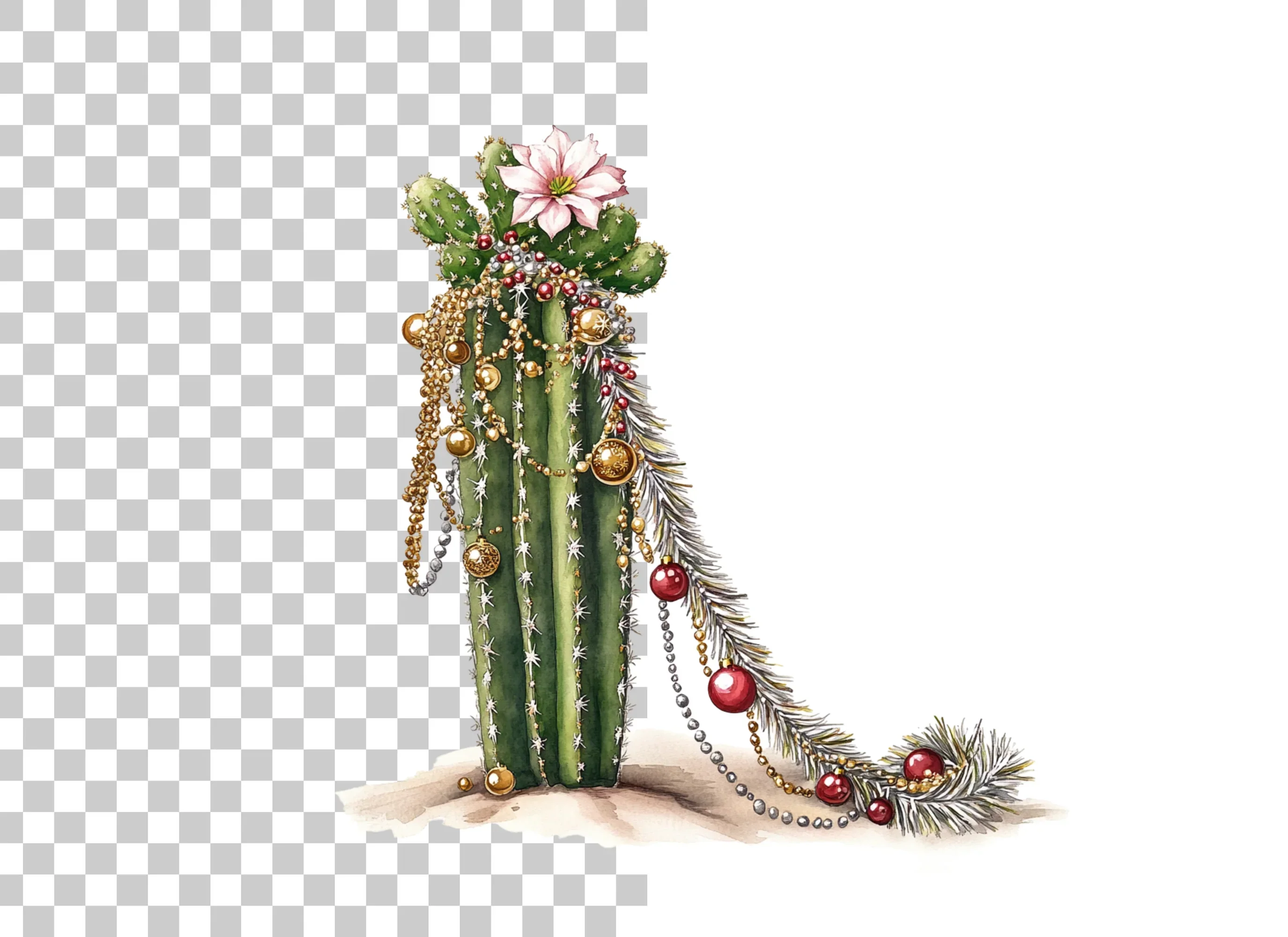 Decorated Christmas Cactus Clipart Bundle - Image 2